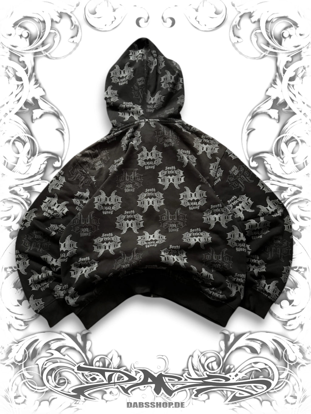 Southpole Black 2000s Monogram Zip Hoodie