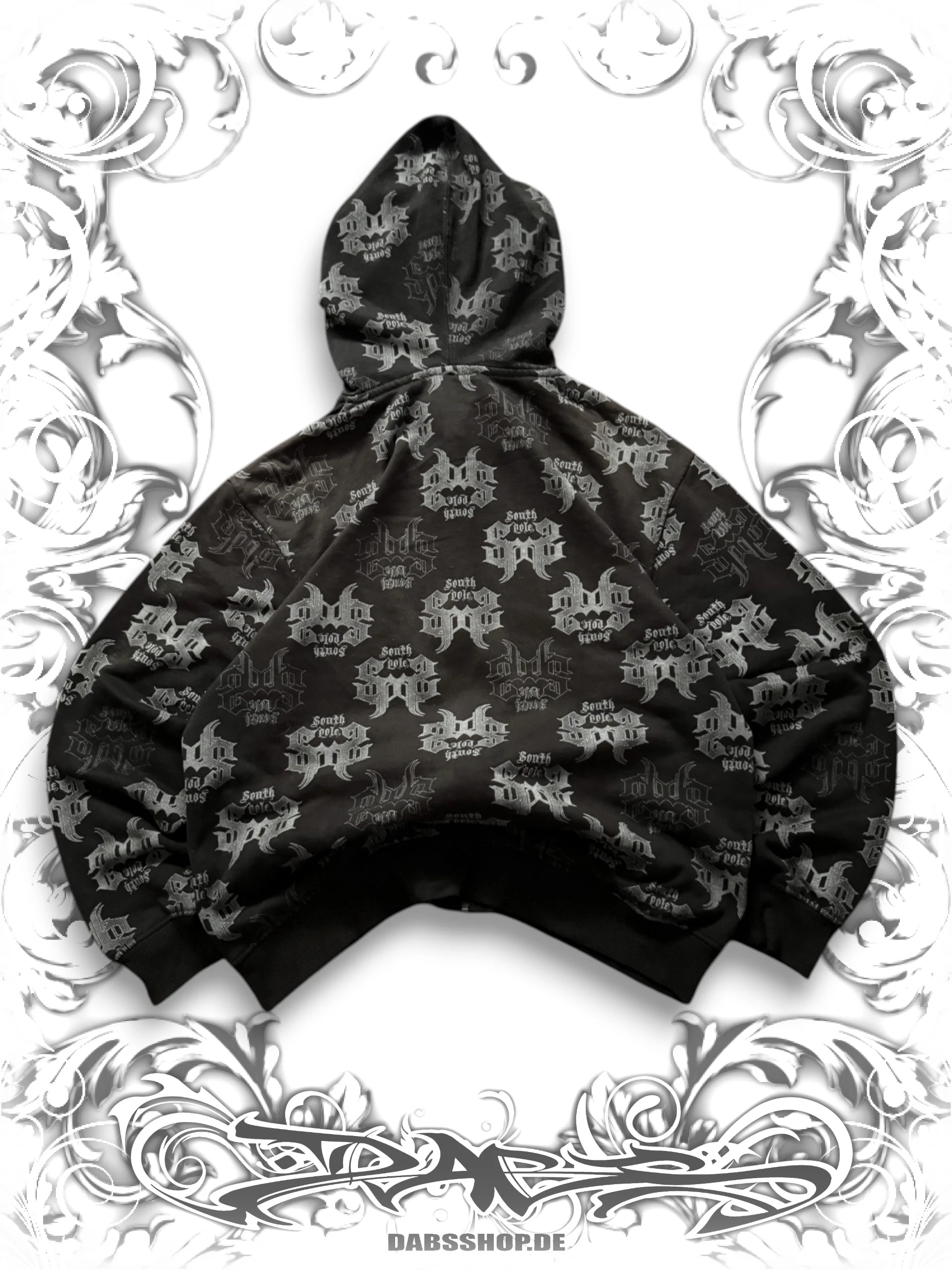 Southpole Black 2000s Monogram Zip Hoodie