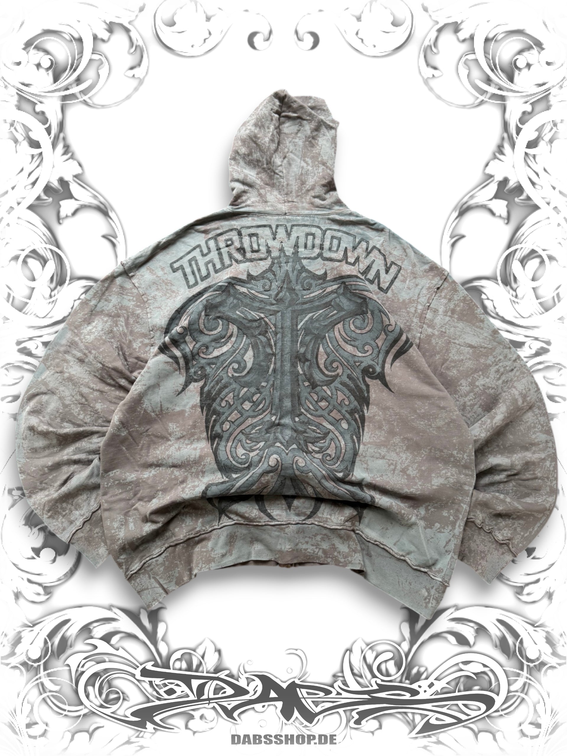 Throwdown Tribal Grunge Zip Hoodie