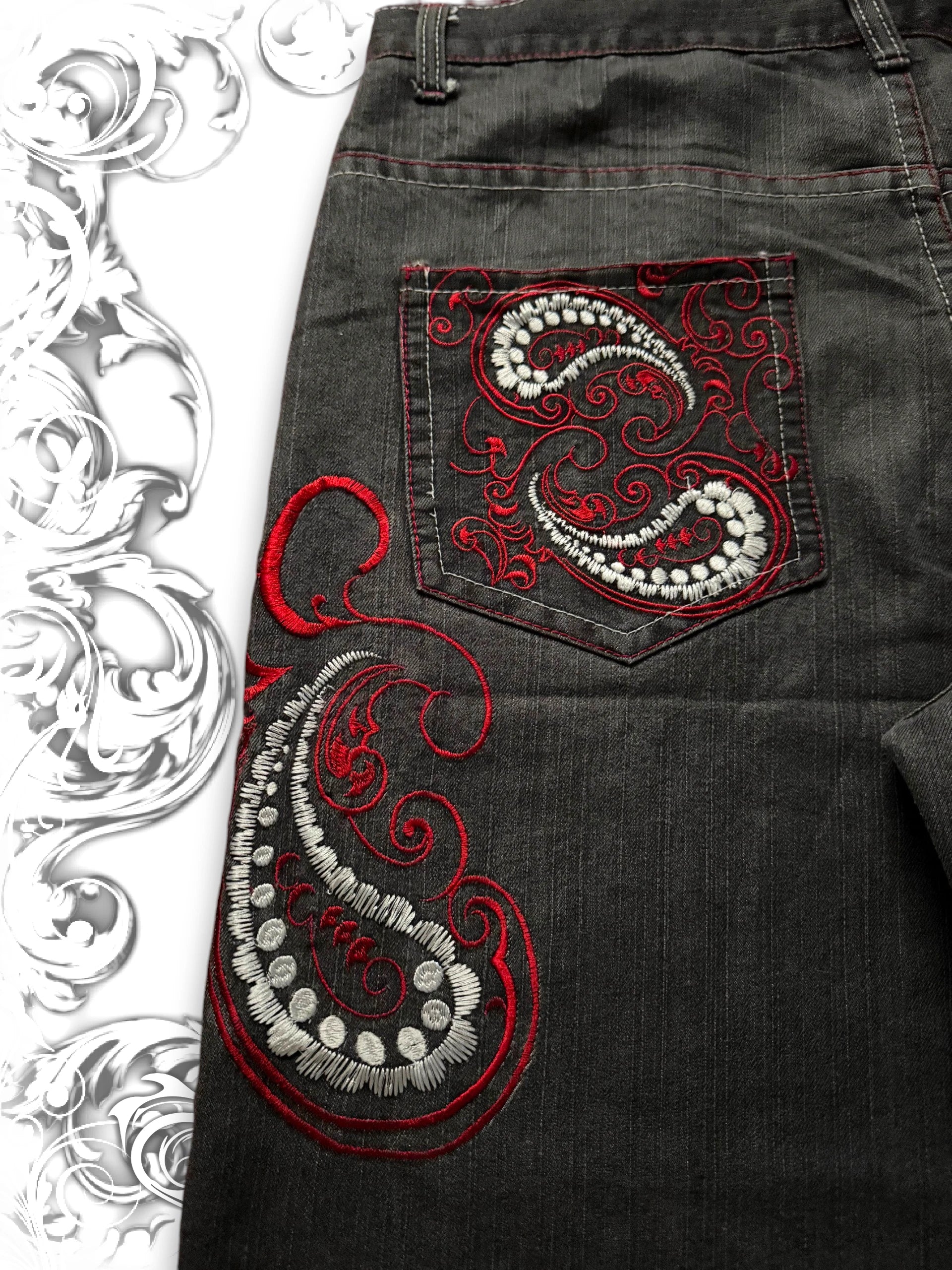 Red Ape Embroidered Paisley Baggy Jorts