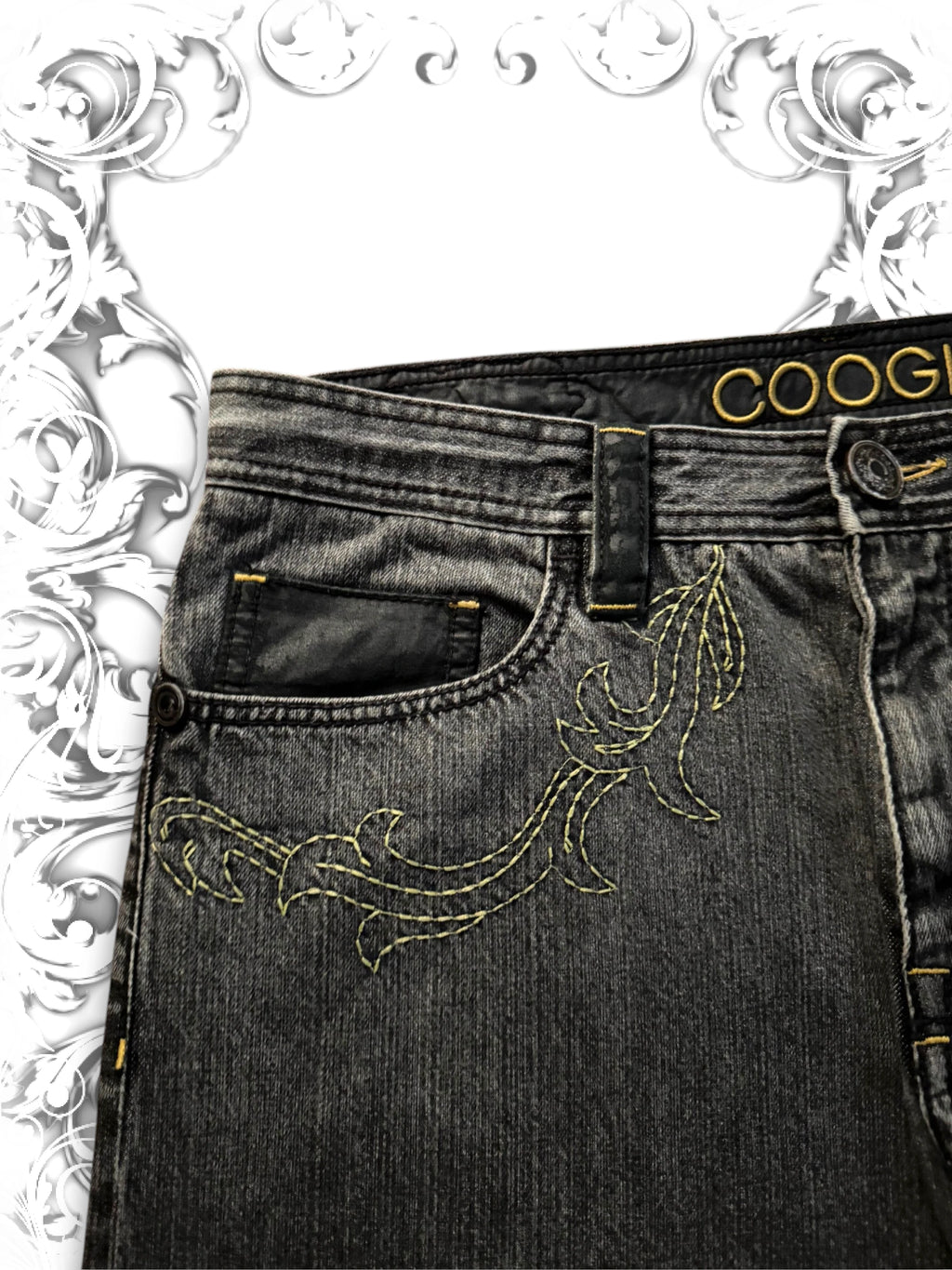 Coogi Black Embroidered Vintage Jorts
