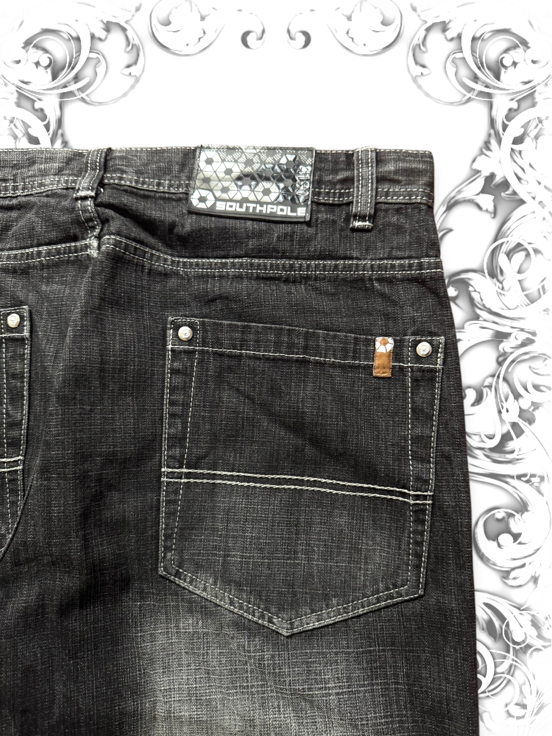 Southpole Brown Tab Baggy 2000s Pants Dark Washing