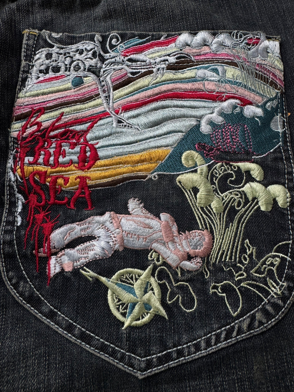 Artful Dodger "Bishops Island" Embroidered Premium Baggy Jeans