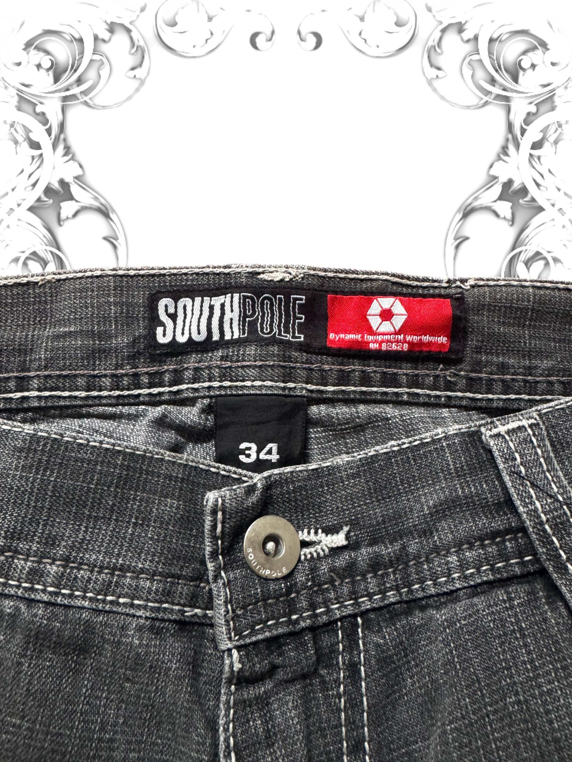 Southpole 2000s Red Tab Baggy Pants Dark Washing