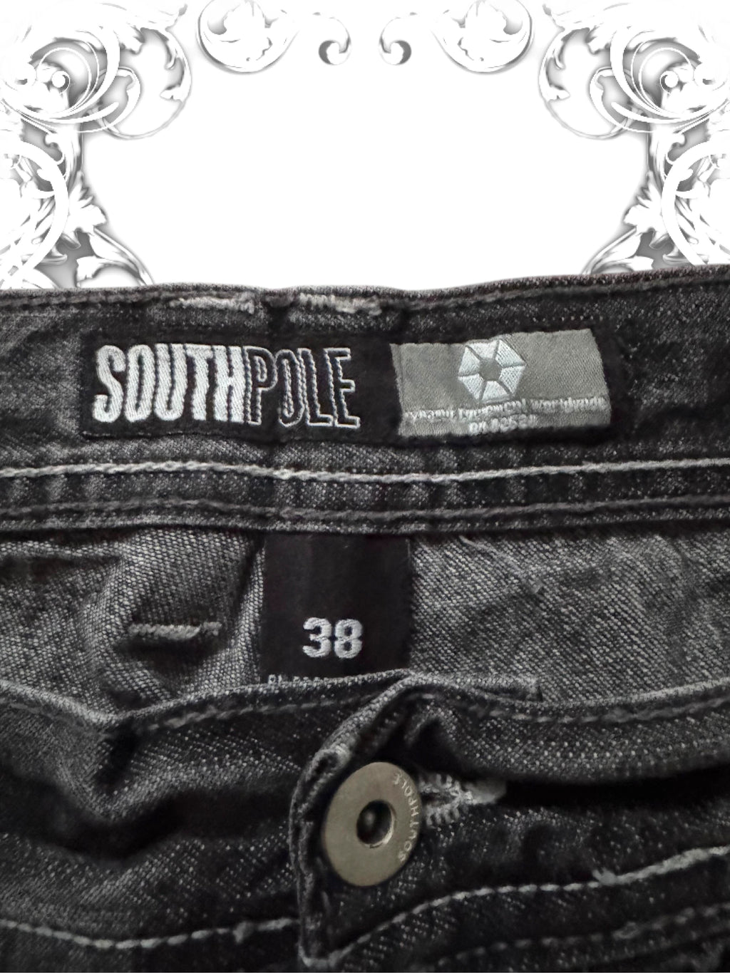Southpole Black Tab Embroidered Logo Vintage Jorts