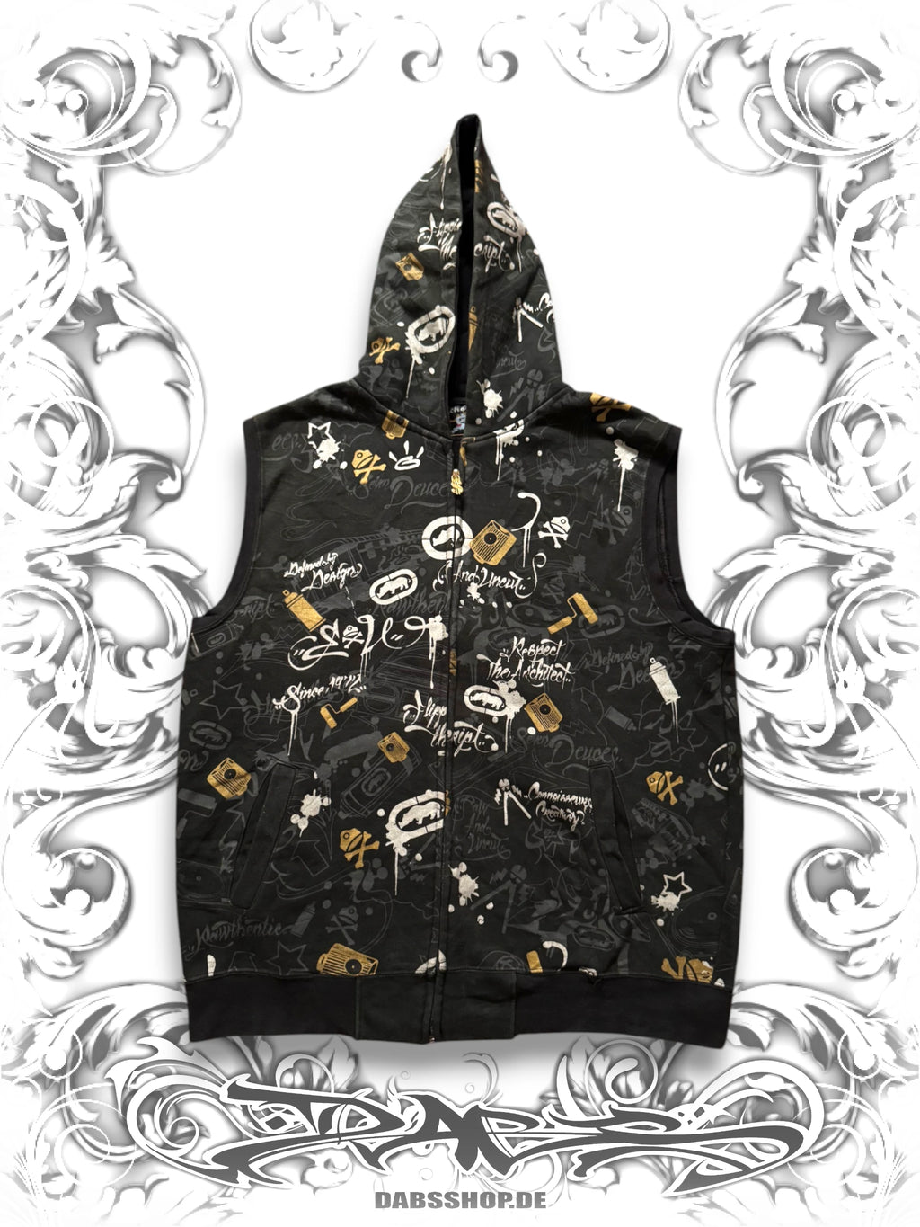 Ecko Unltd. Graffiti Pattern Hooded Vest
