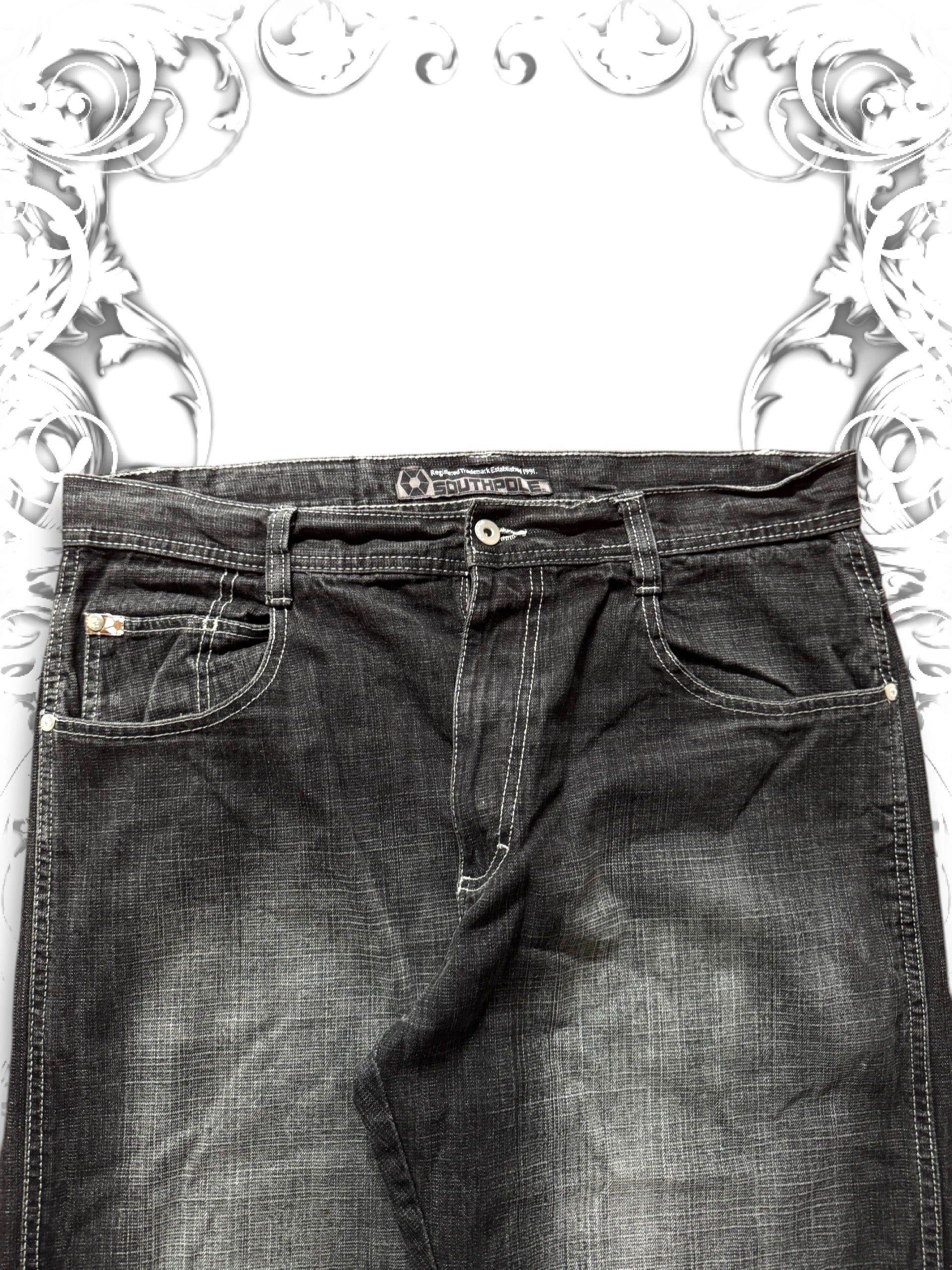 Southpole Brown Tab Baggy 2000s Pants Dark Washing