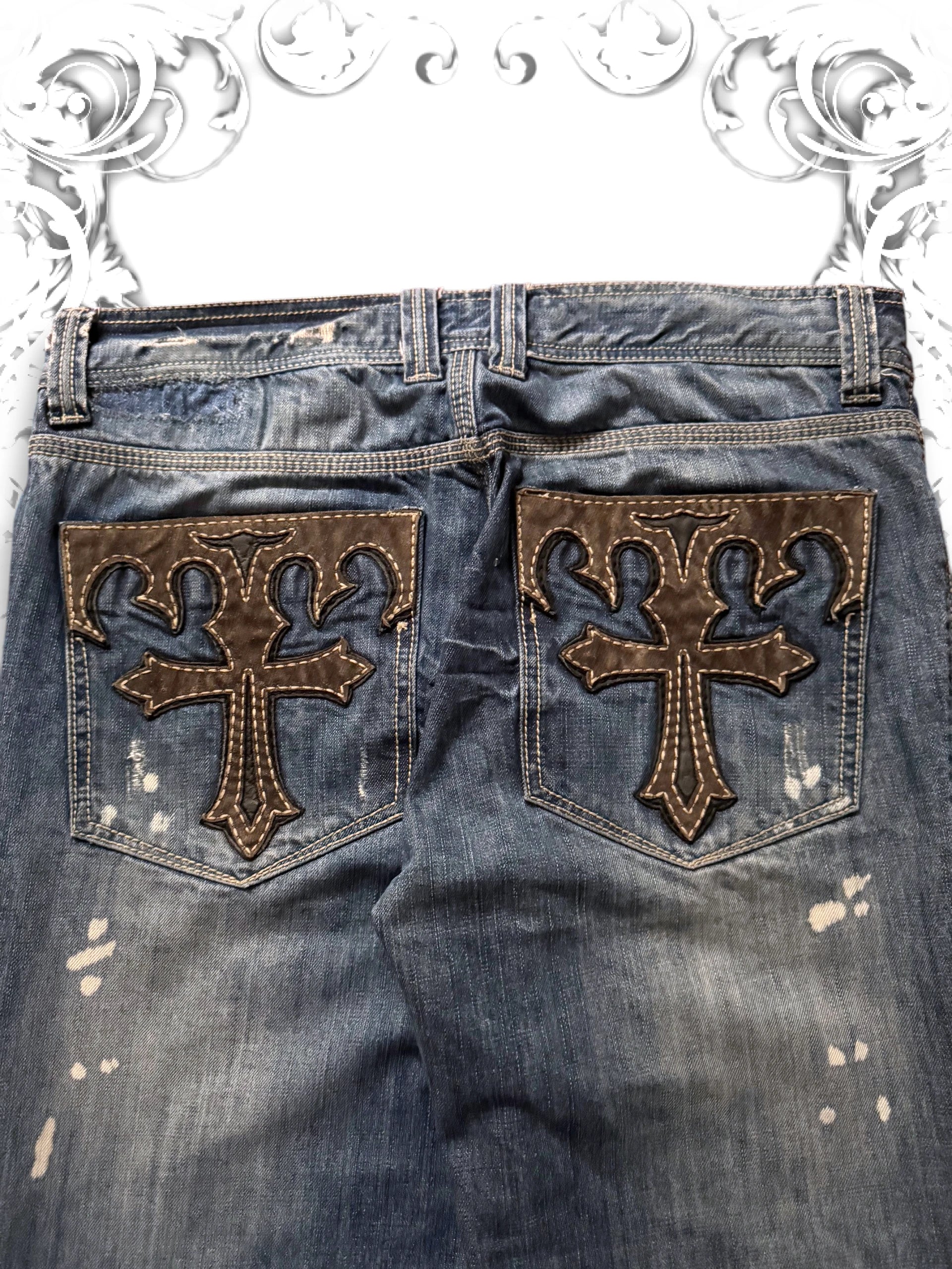 Affliction Distressed 2000s Leather Cross Pants