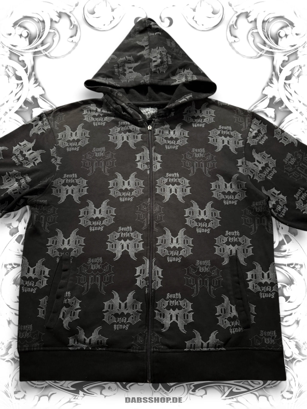 Southpole Black 2000s Monogram Zip Hoodie