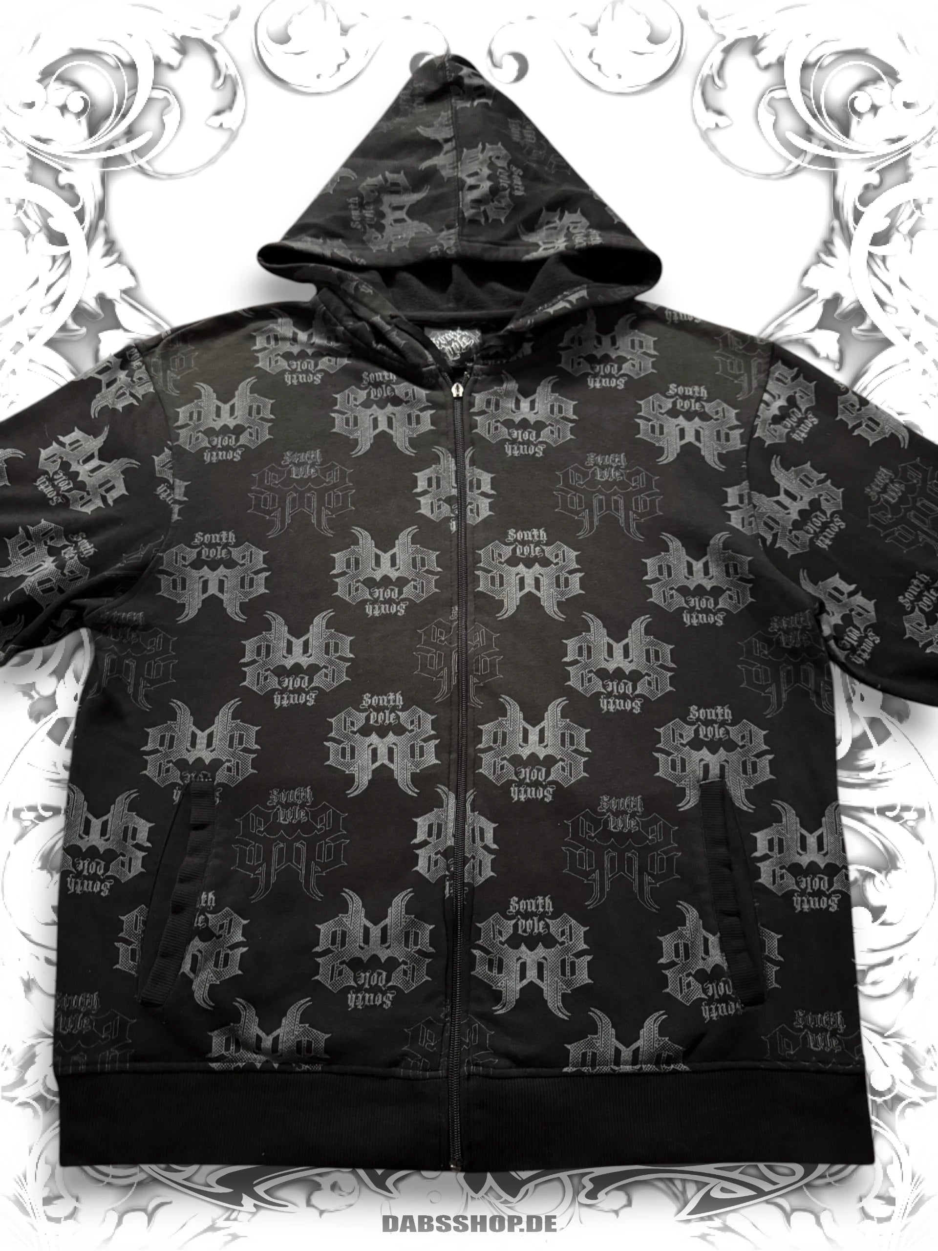 Southpole Black 2000s Monogram Zip Hoodie