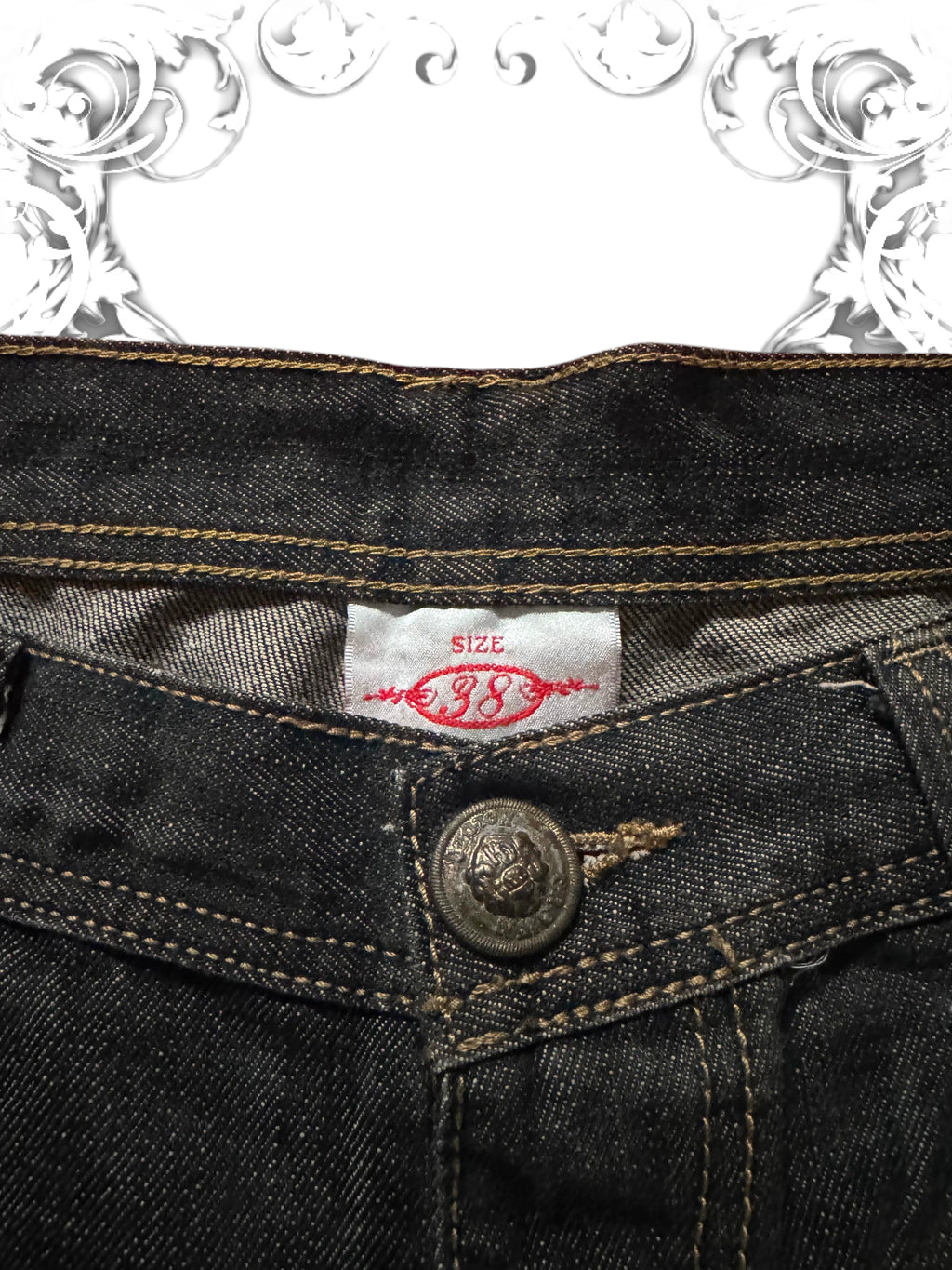 Crownholder y2k Baggy Jorts with Golden Wings Embroidery