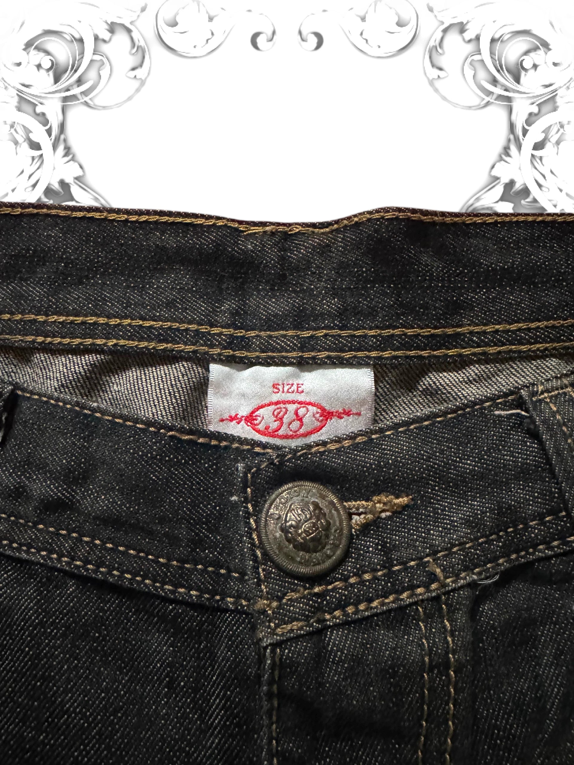 Crownholder y2k Baggy Jorts with Golden Wings Embroidery