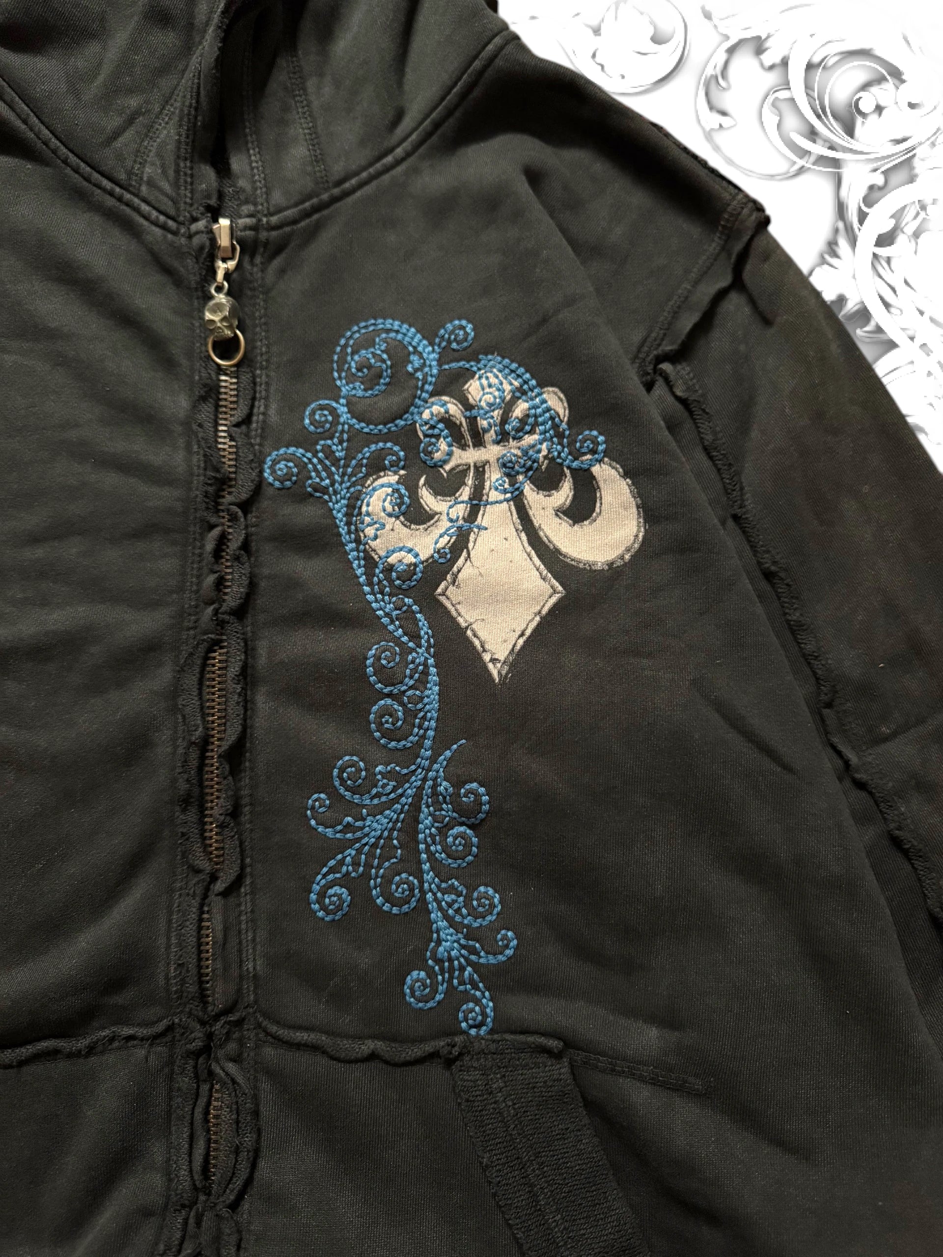 Affliction Embellished Skull 2000s Zip Hoodie