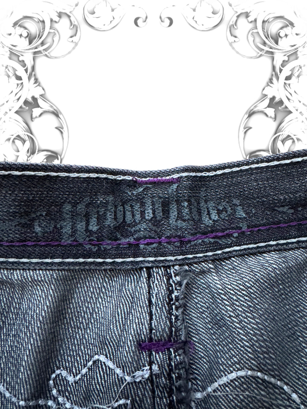 Urban Label "Anarchy" Jorts with Embroidered Wings
