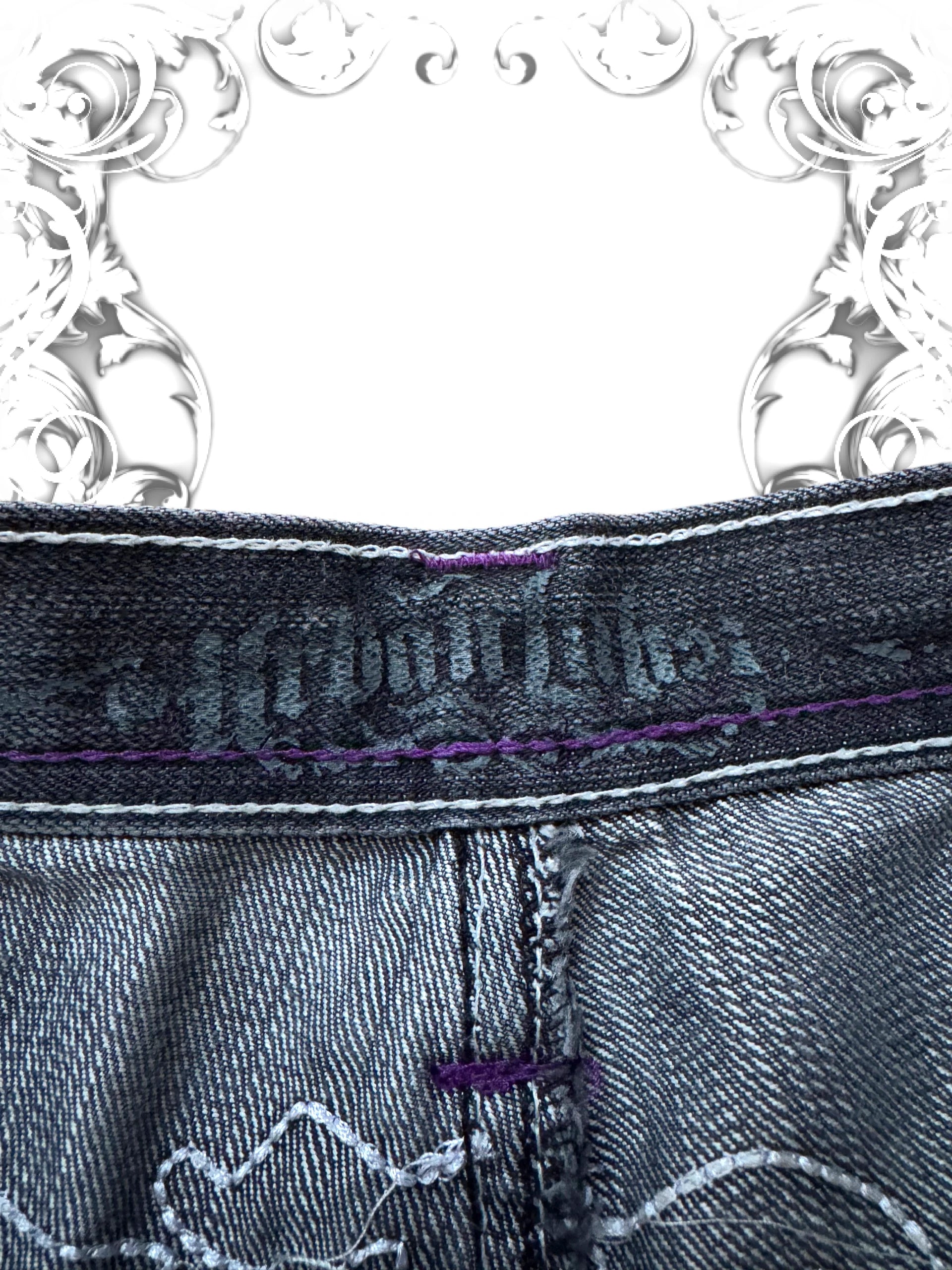 Urban Label "Anarchy" Jorts with Embroidered Wings