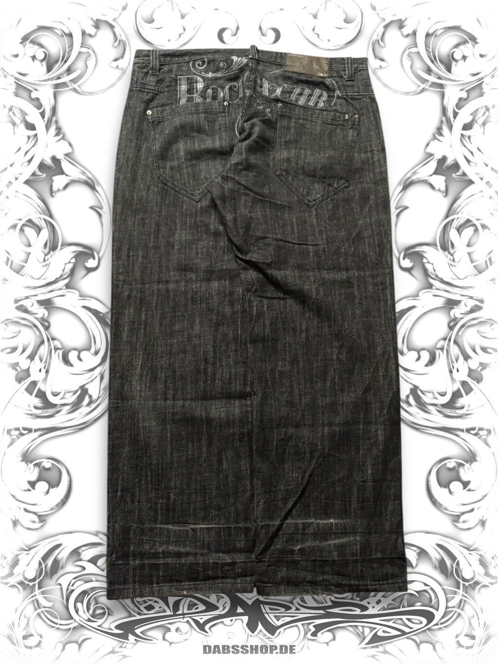 Rocawear Embroidered Baggy Pants Dark Washing