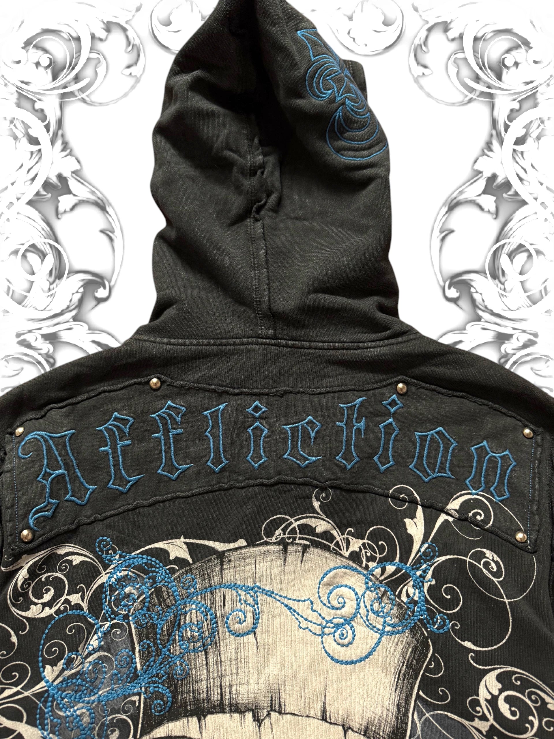 Affliction Embellished Skull 2000s Zip Hoodie