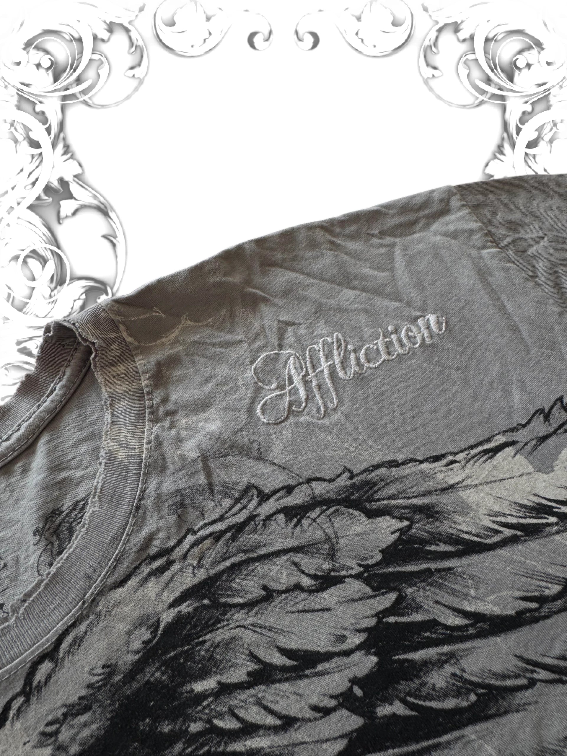 Affliction Embellished Angel Shirt with Silver Typography