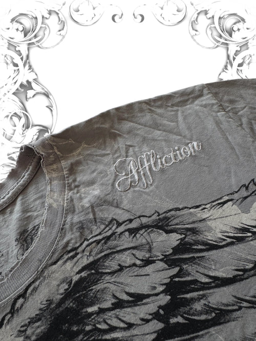 Affliction Embellished Angel Shirt with Silver Typography