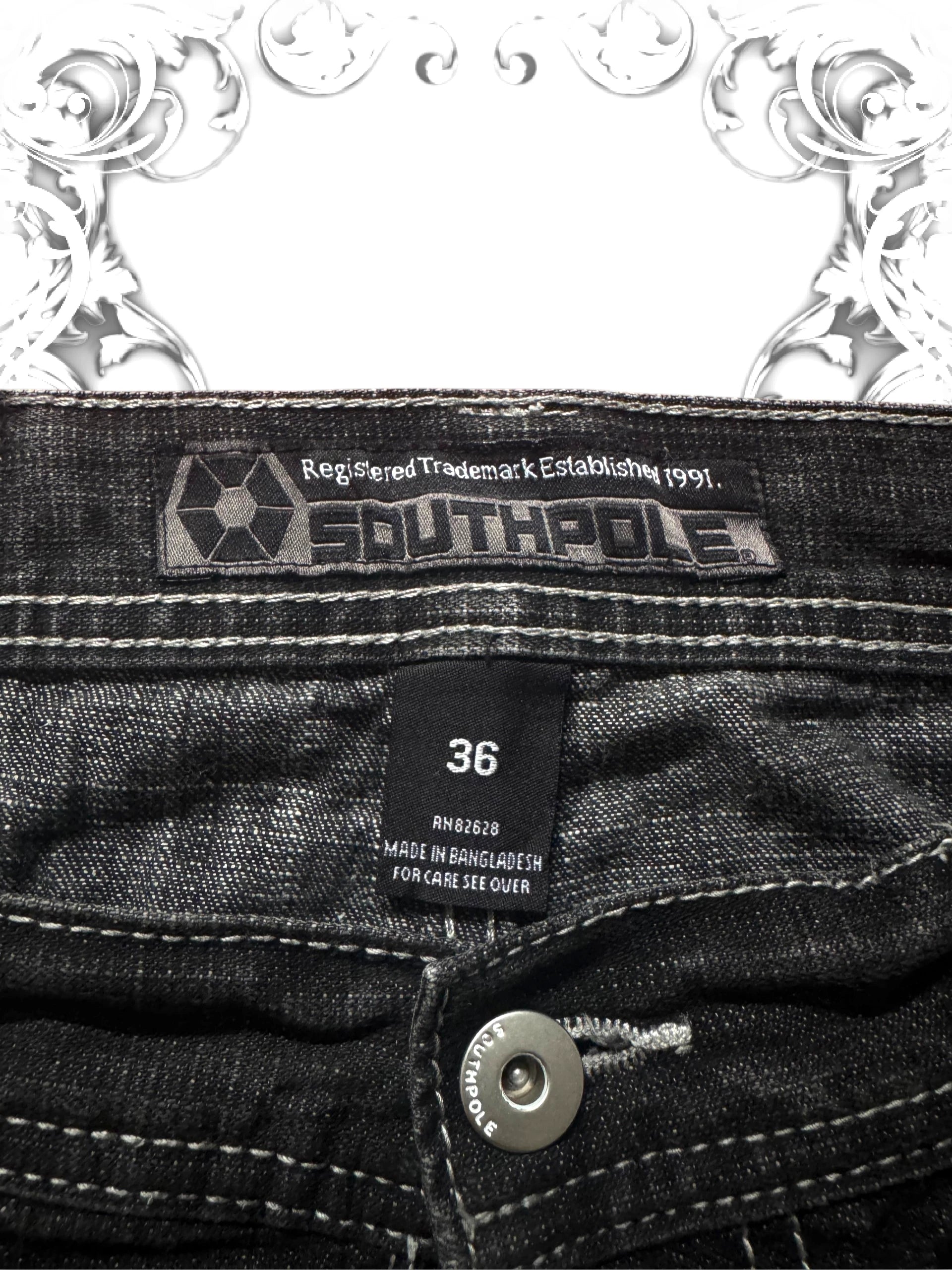 Southpole Brown Tab Baggy 2000s Pants Dark Washing