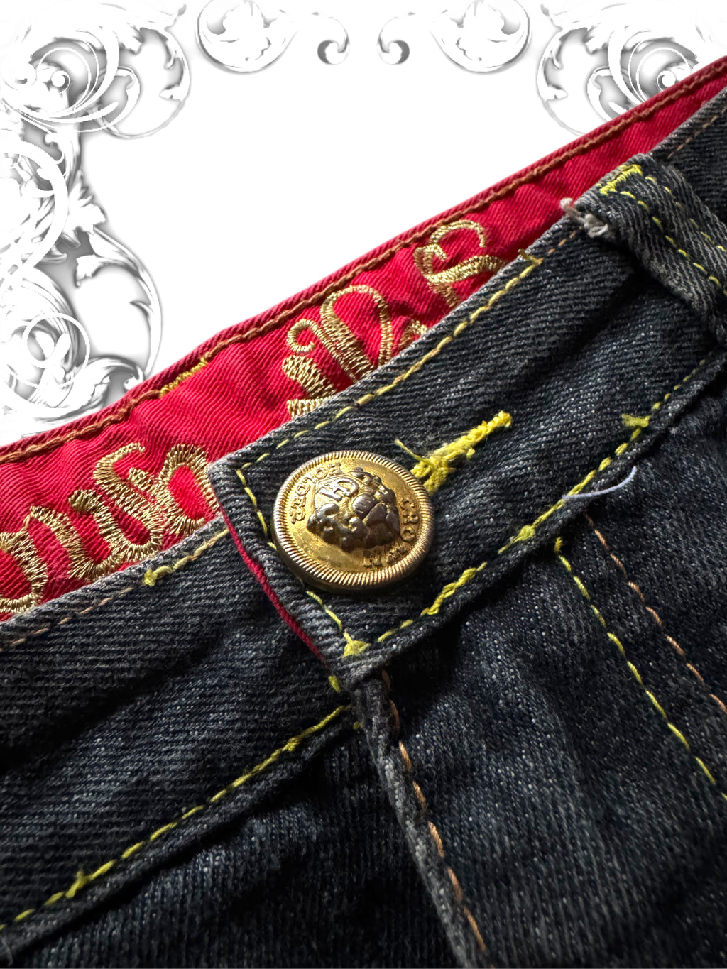 Crown Holder Embroidered Vintage Pants