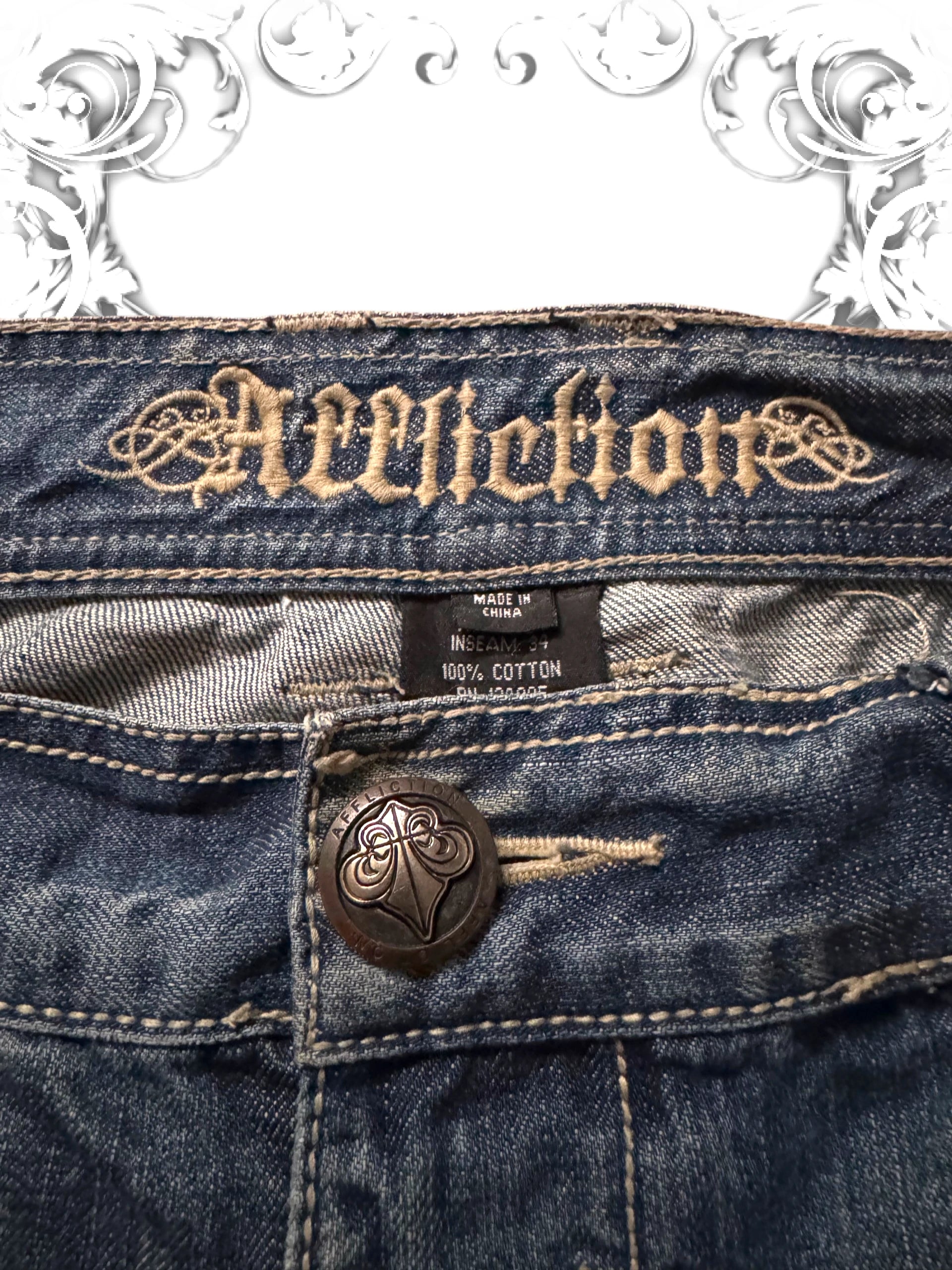 Affliction Distressed 2000s Leather Cross Pants