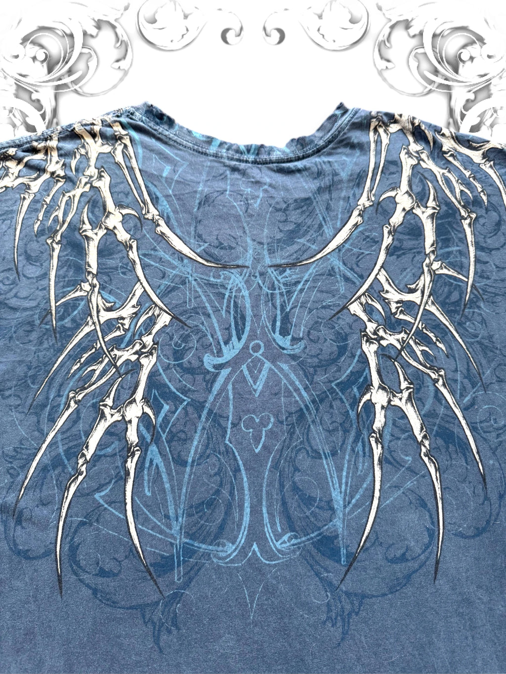 Affliction Blue Tribal Skeleton Vintage T-Shirt