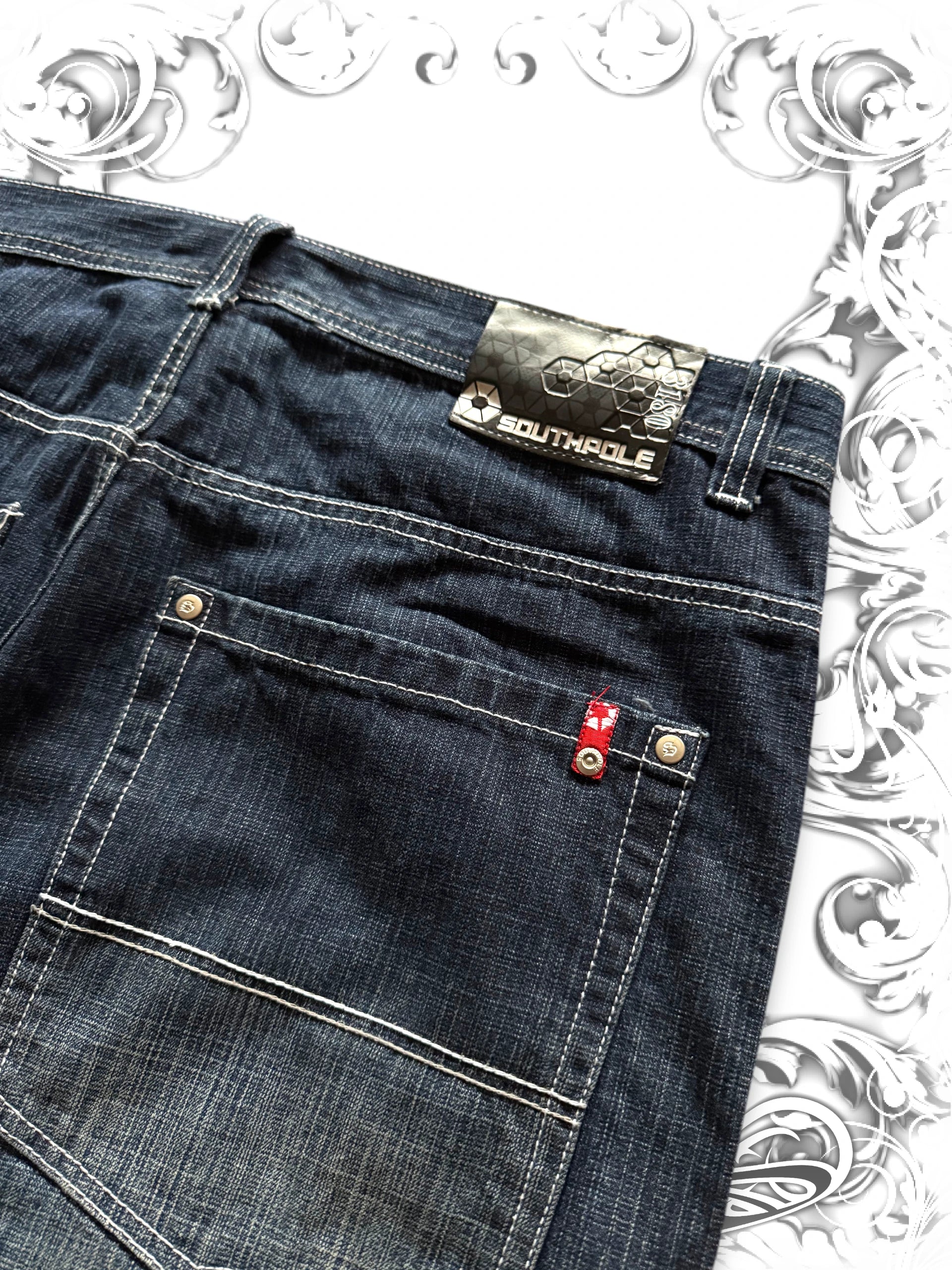 Southpole Red Tab Baggy Pants Dark Blue Washing