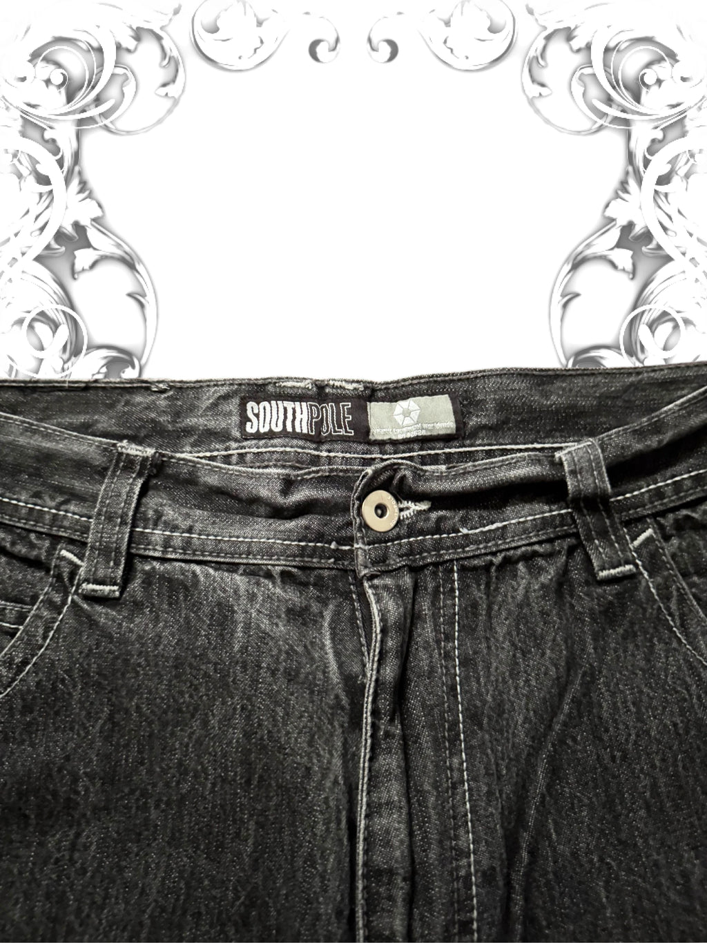 Southpole Black Tab Embroidered Logo Vintage Jorts