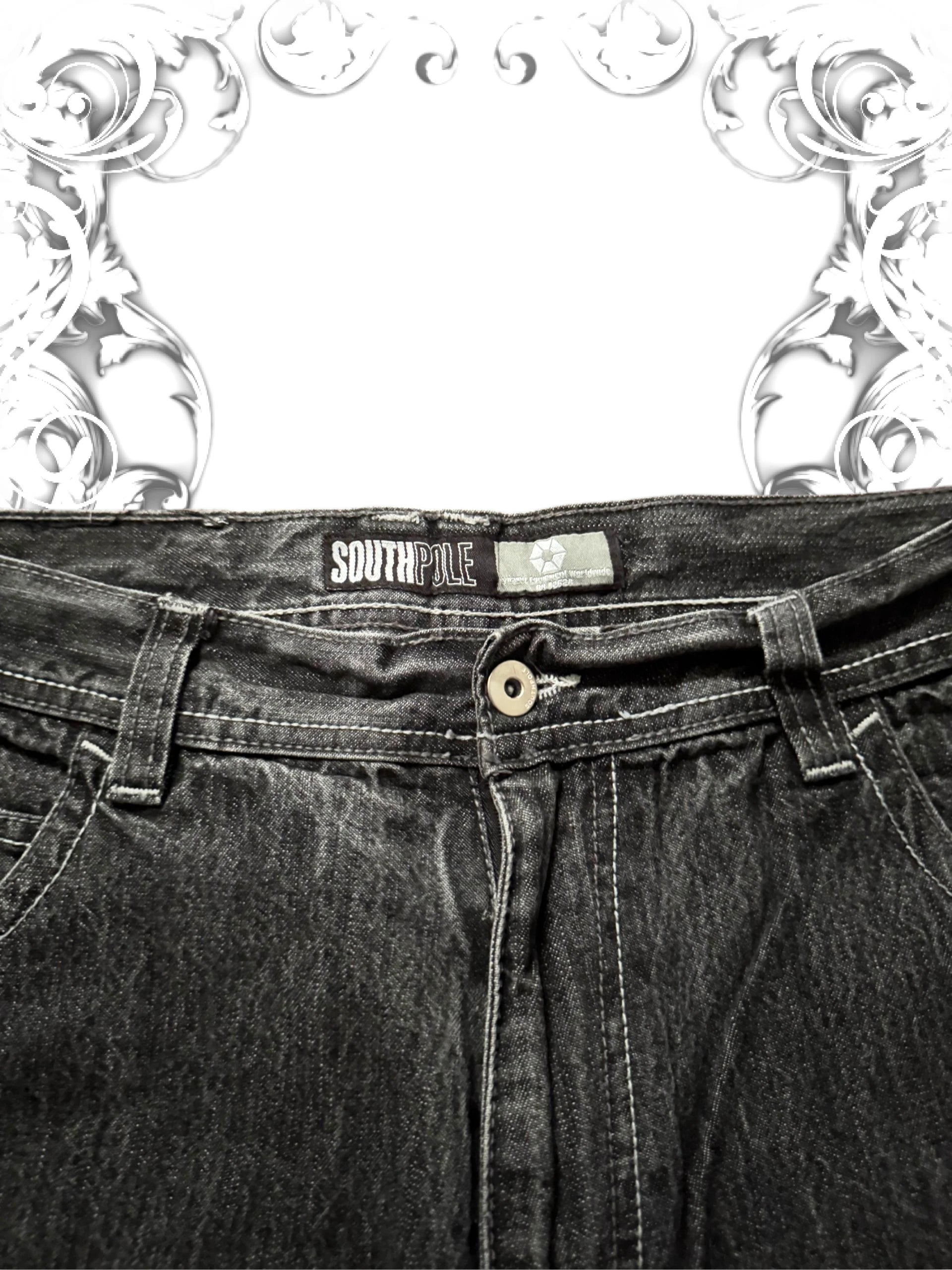 Southpole Black Tab Embroidered Logo Vintage Jorts