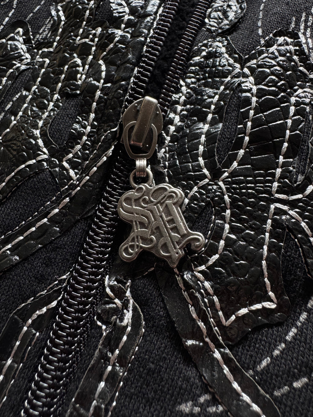 Southpole Zip Hoodie with Snake Skin Embellishments and Wing Print