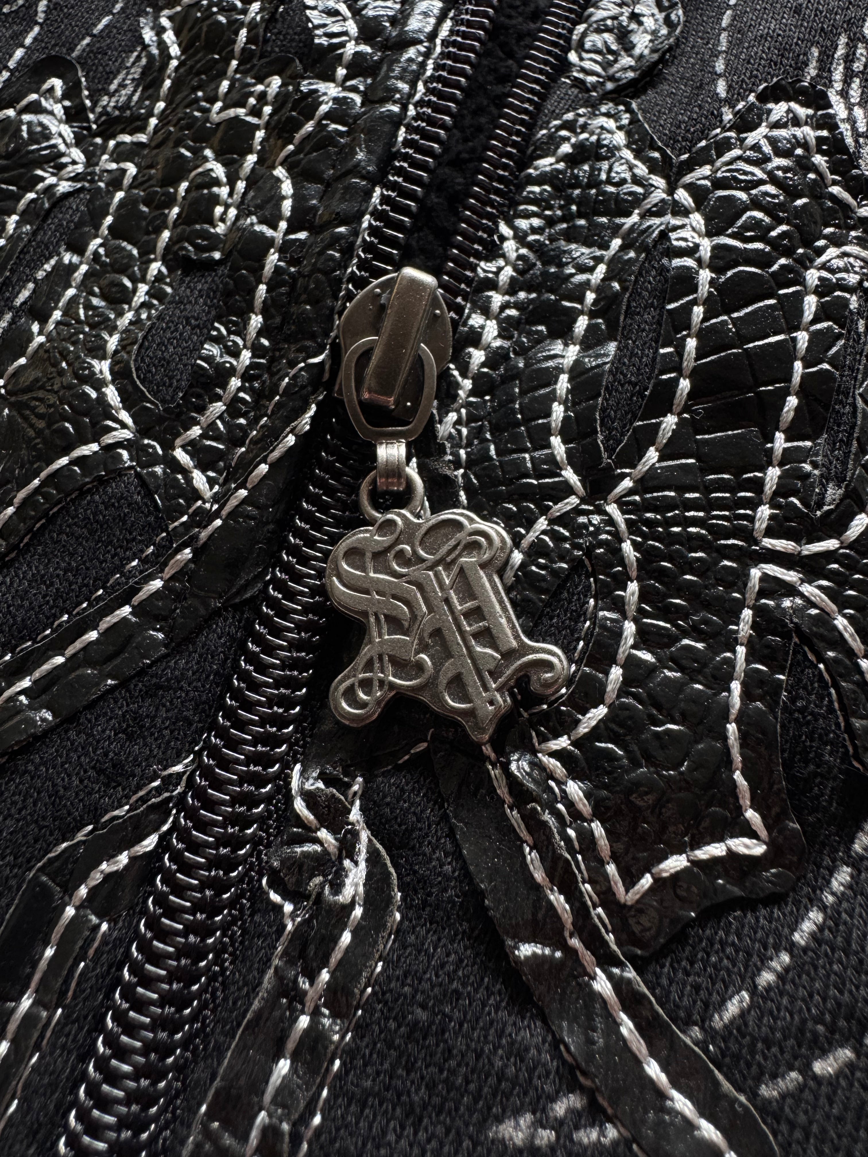 Southpole Zip Hoodie with Snake Skin Embellishments and Wing Print