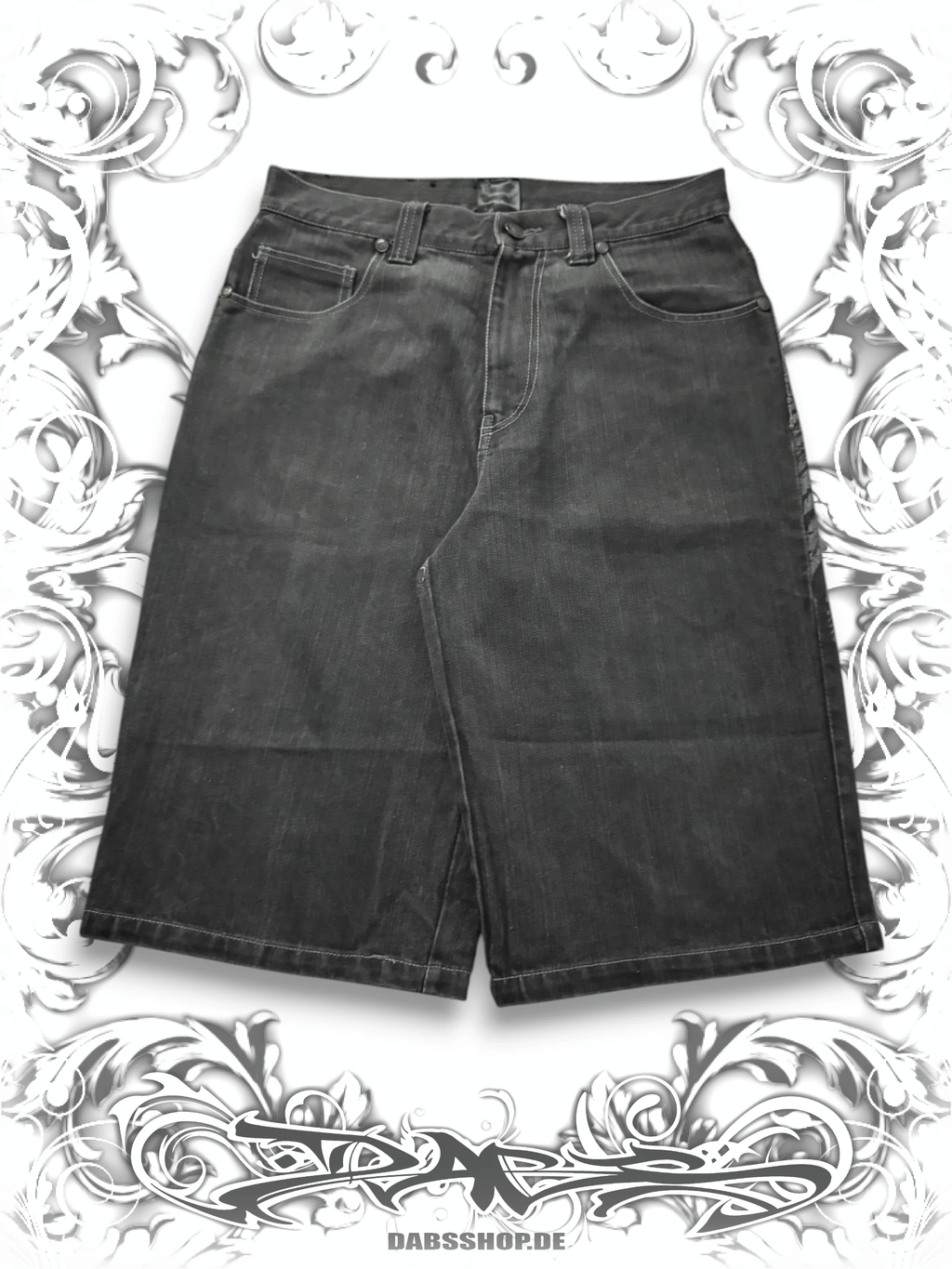 Raw Blue "Ruthless Conspiracy" Winged Skull 2000s Jorts