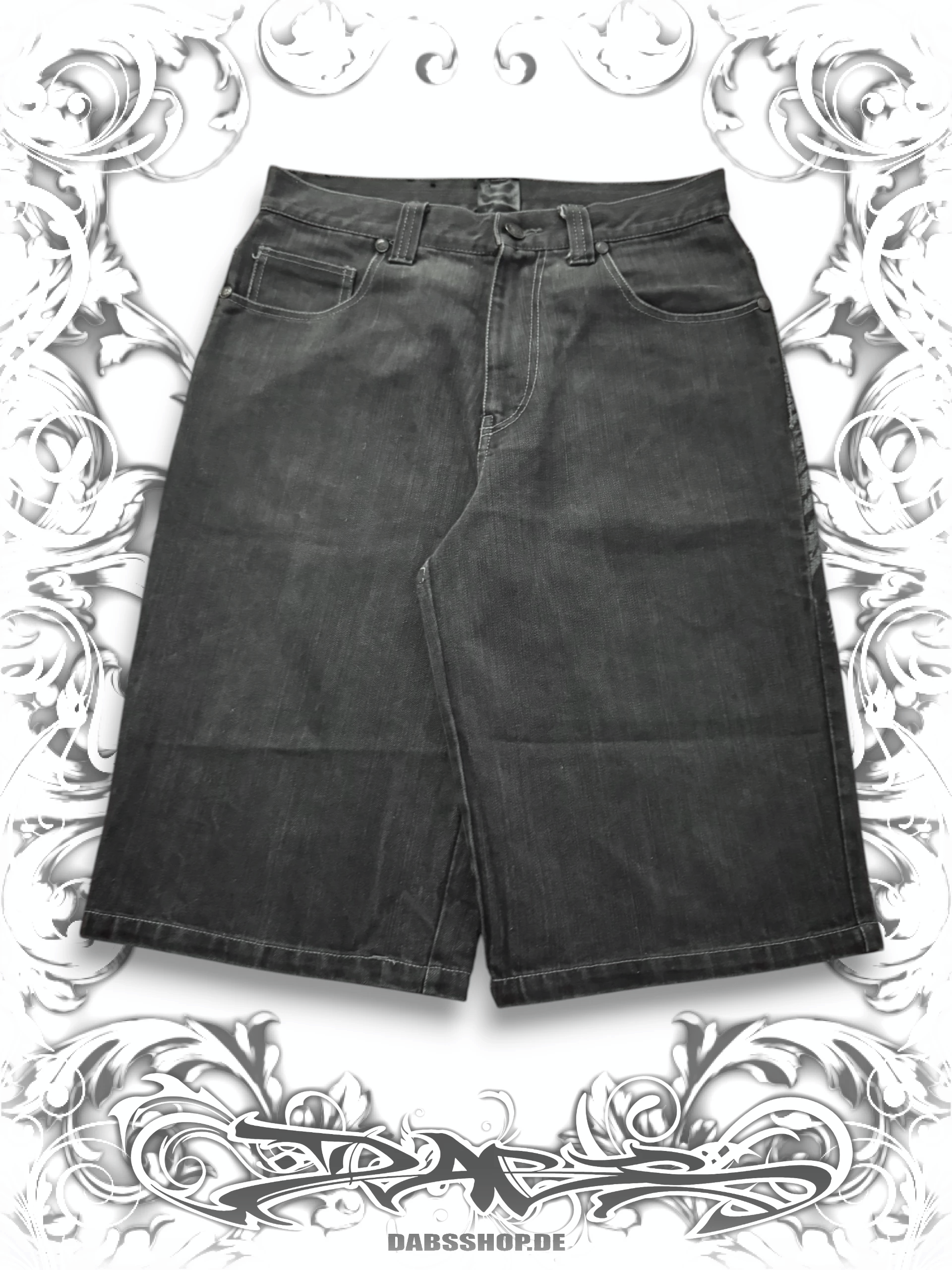 Raw Blue "Ruthless Conspiracy" Winged Skull 2000s Jorts