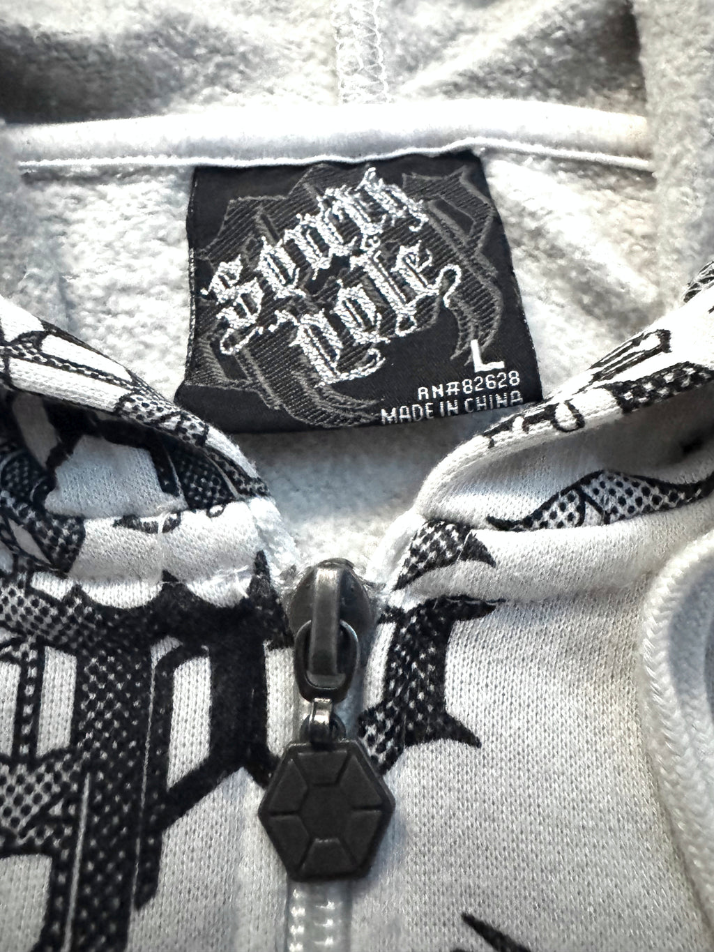 Southpole White 2000s Monogram Zip Hoodie