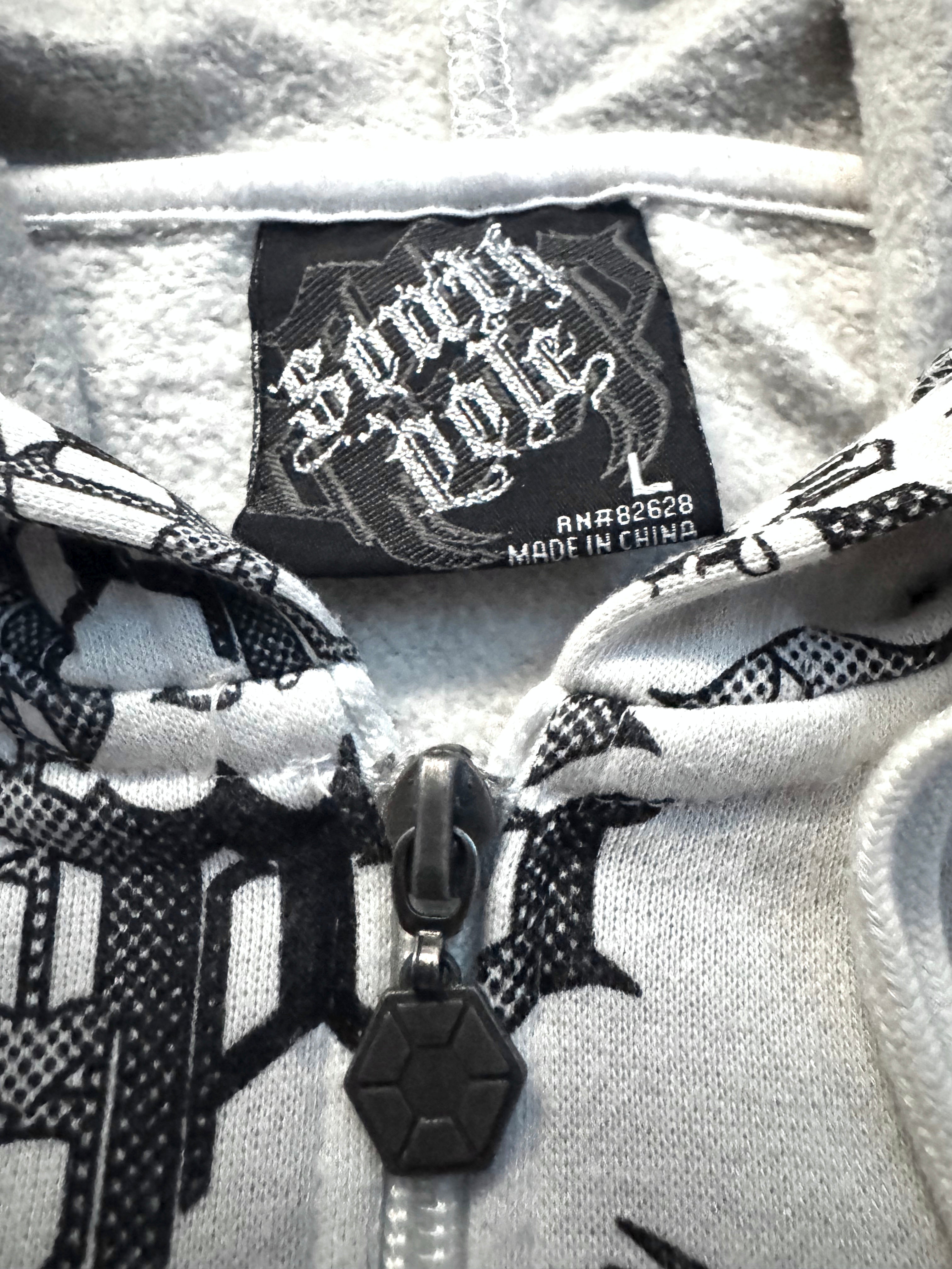 Southpole White 2000s Monogram Zip Hoodie