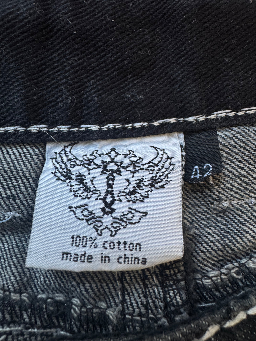 Imperious Embellished Grunge Cross Jorts with Rhinestones