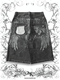 Raw Blue "Ruthless Conspiracy" Winged Skull 2000s Jorts