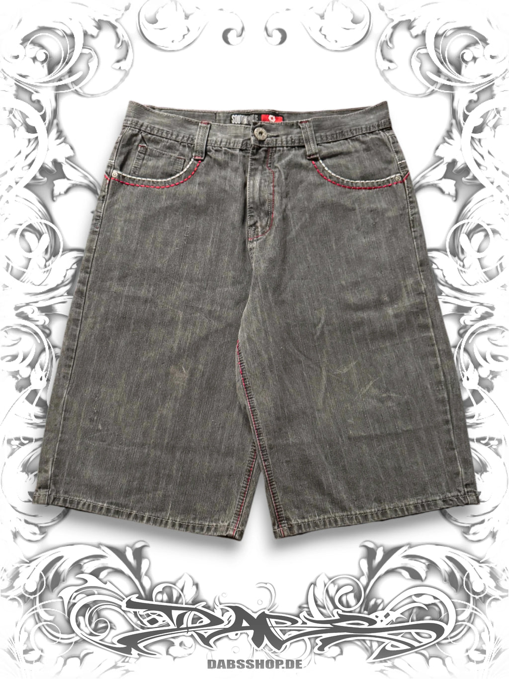Southpole Red Tab Heraldic Insignia Vintage Jorts