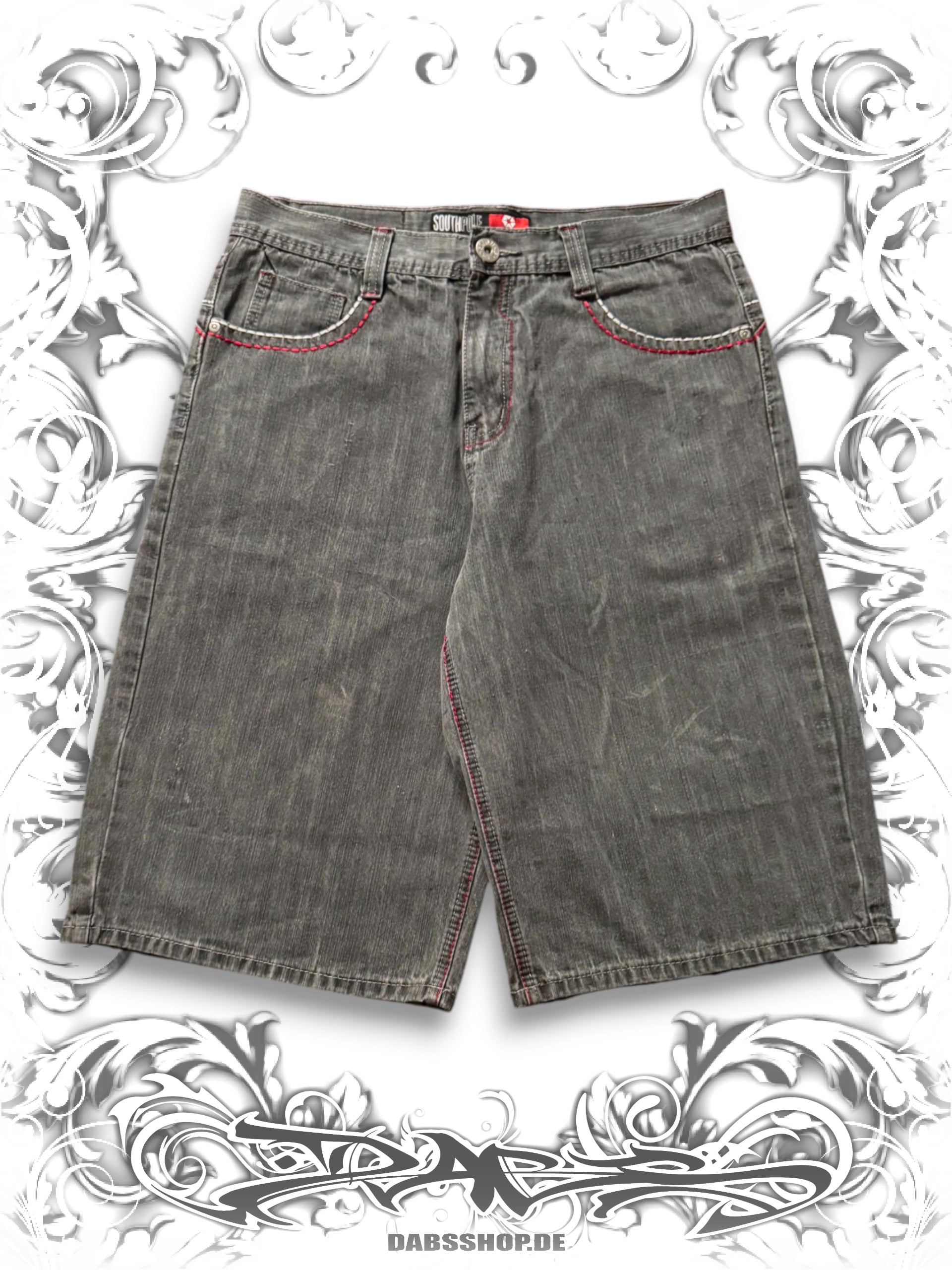 Southpole Red Tab Heraldic Insignia Vintage Jorts