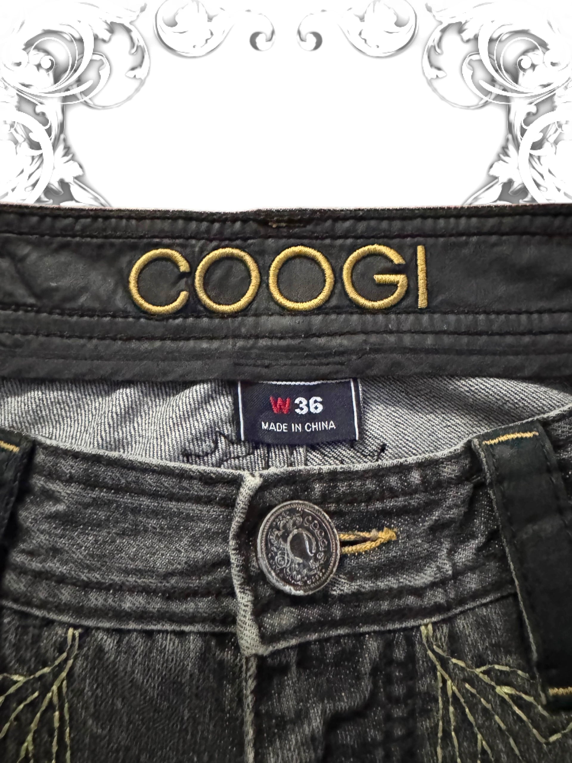 Coogi Black Embroidered Vintage Jorts