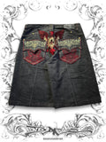 Imperious Embroidered Red Phoenix Vintage Jorts