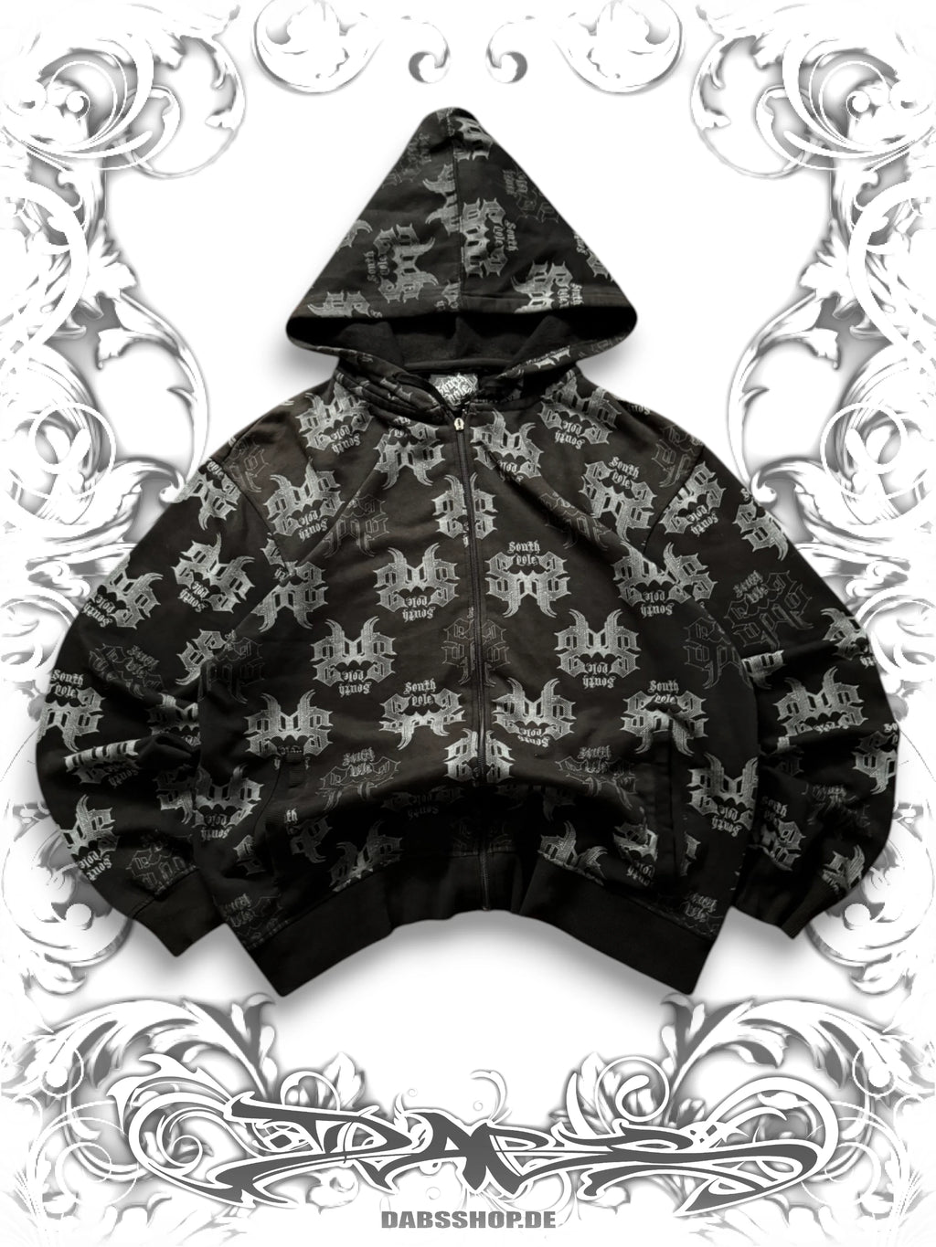 Southpole Black 2000s Monogram Zip Hoodie