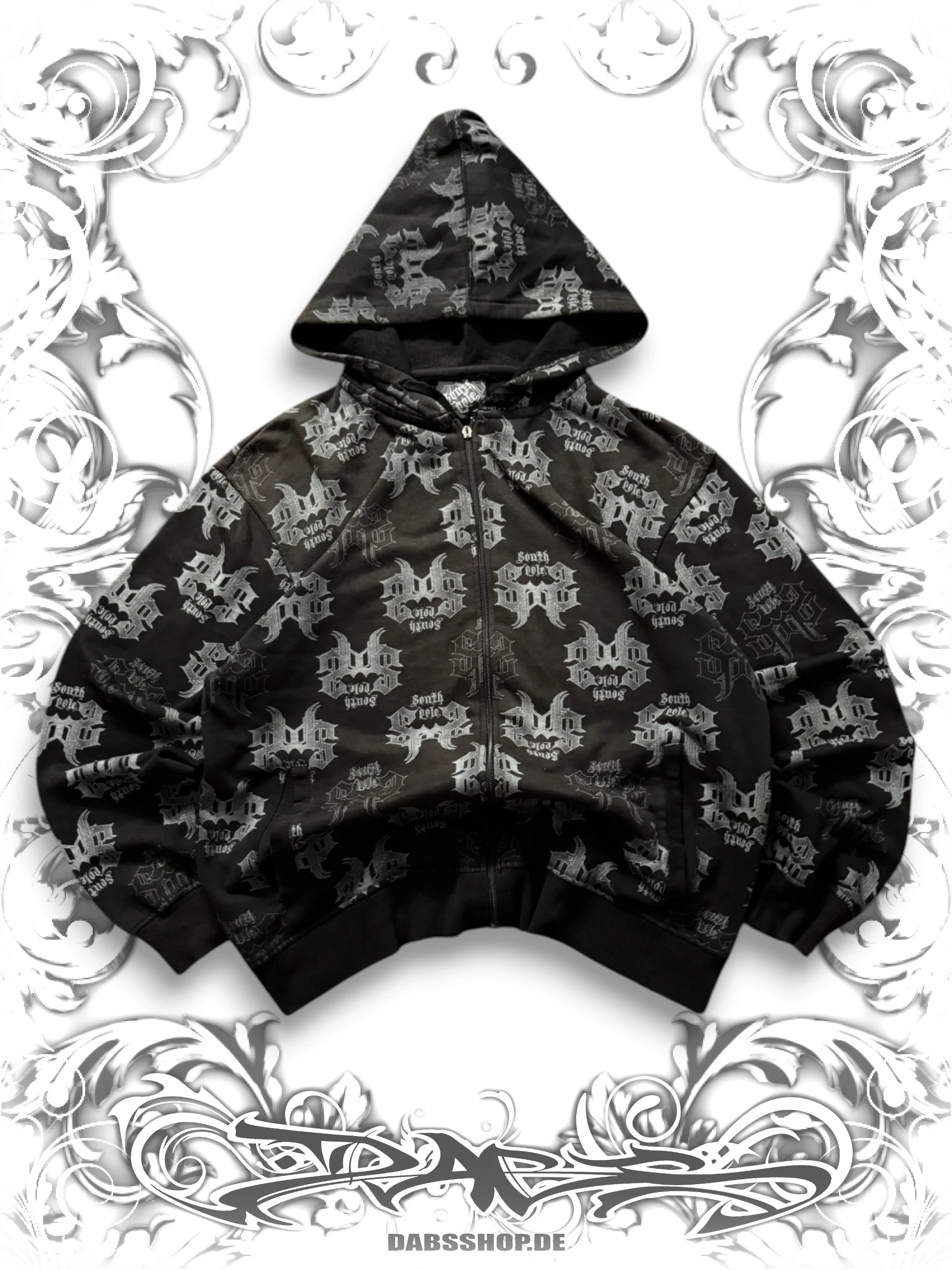 Southpole Black 2000s Monogram Zip Hoodie