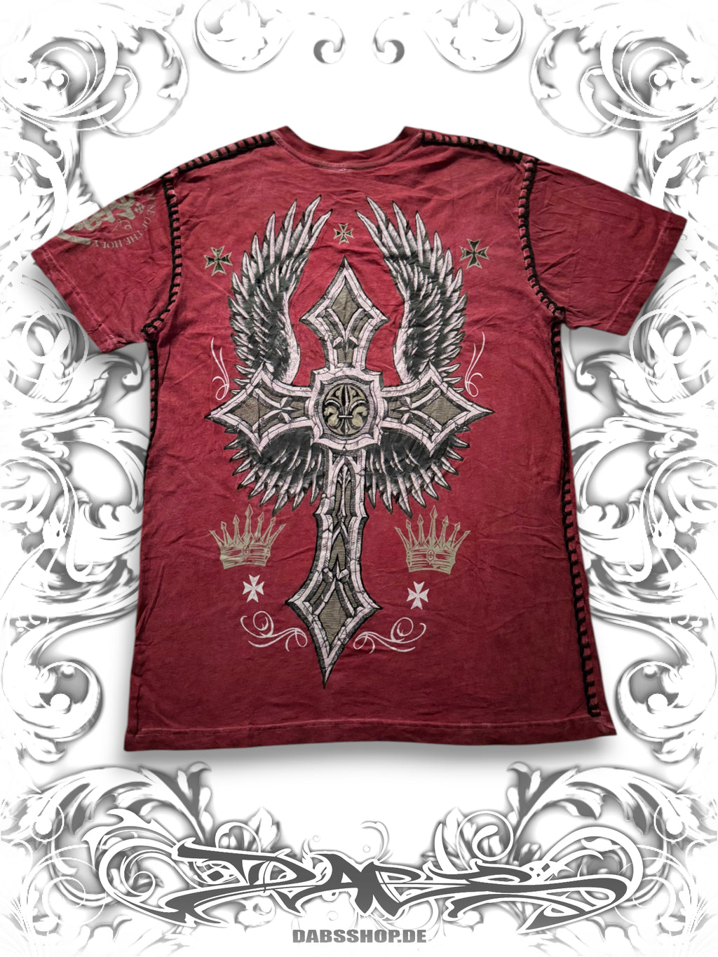 Raw State Red Redemption Winged Cross T-Shirt