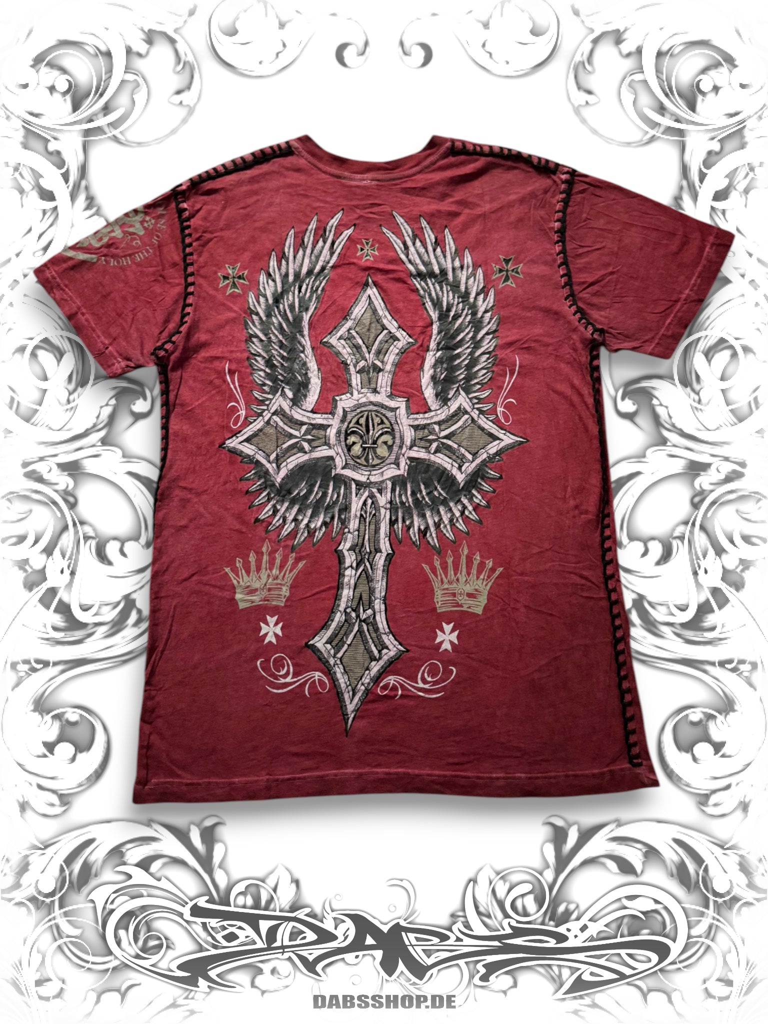Raw State Red Redemption Winged Cross T-Shirt
