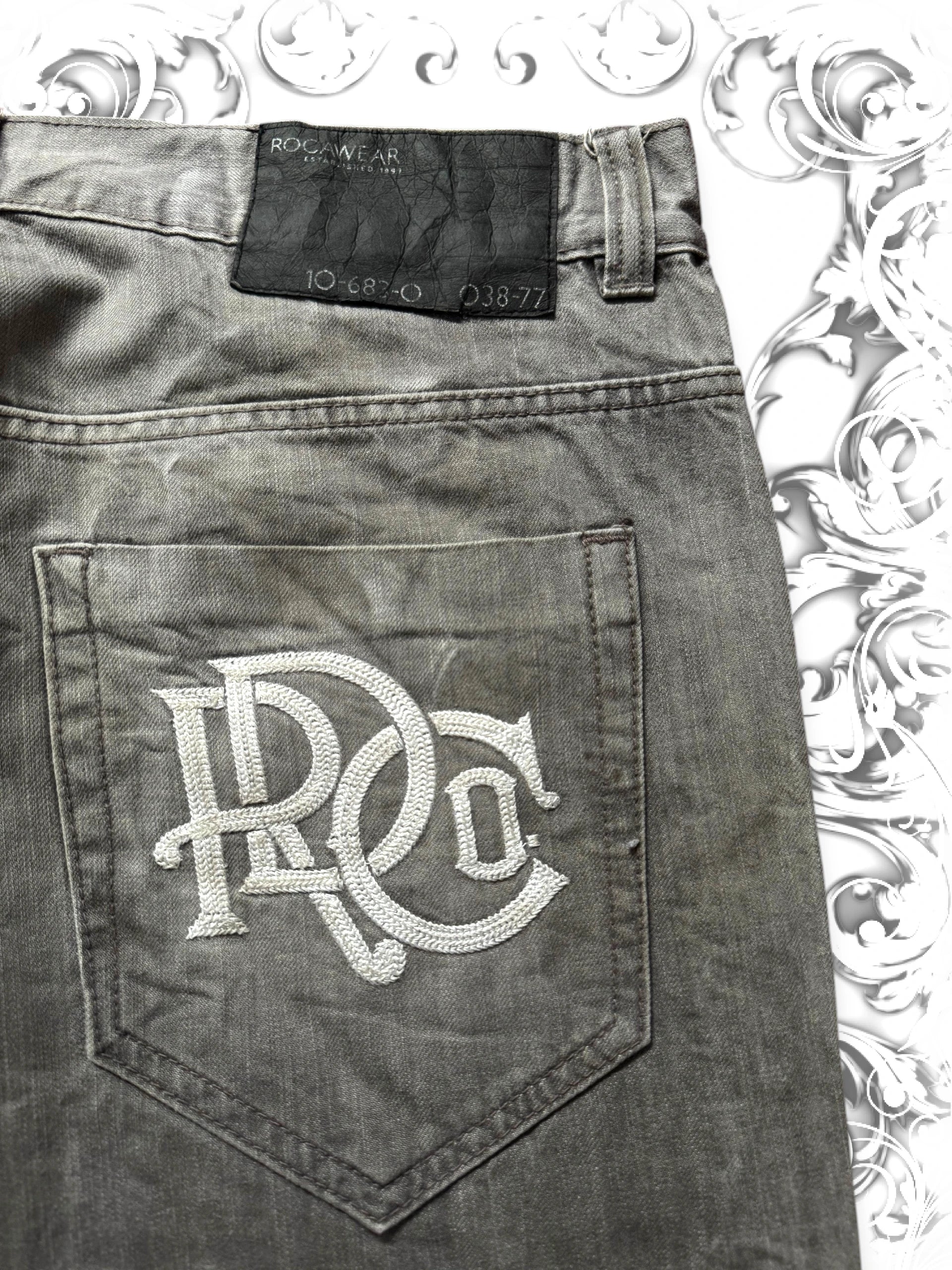 Rocawear Embroidered Baggy Hip Hop Pants