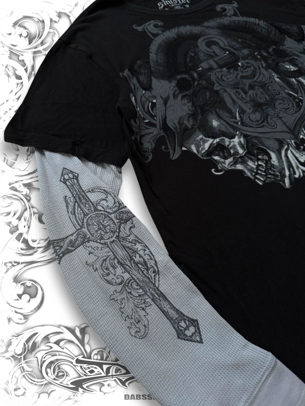 Sinister Grunge Skull Layered Longsleeve