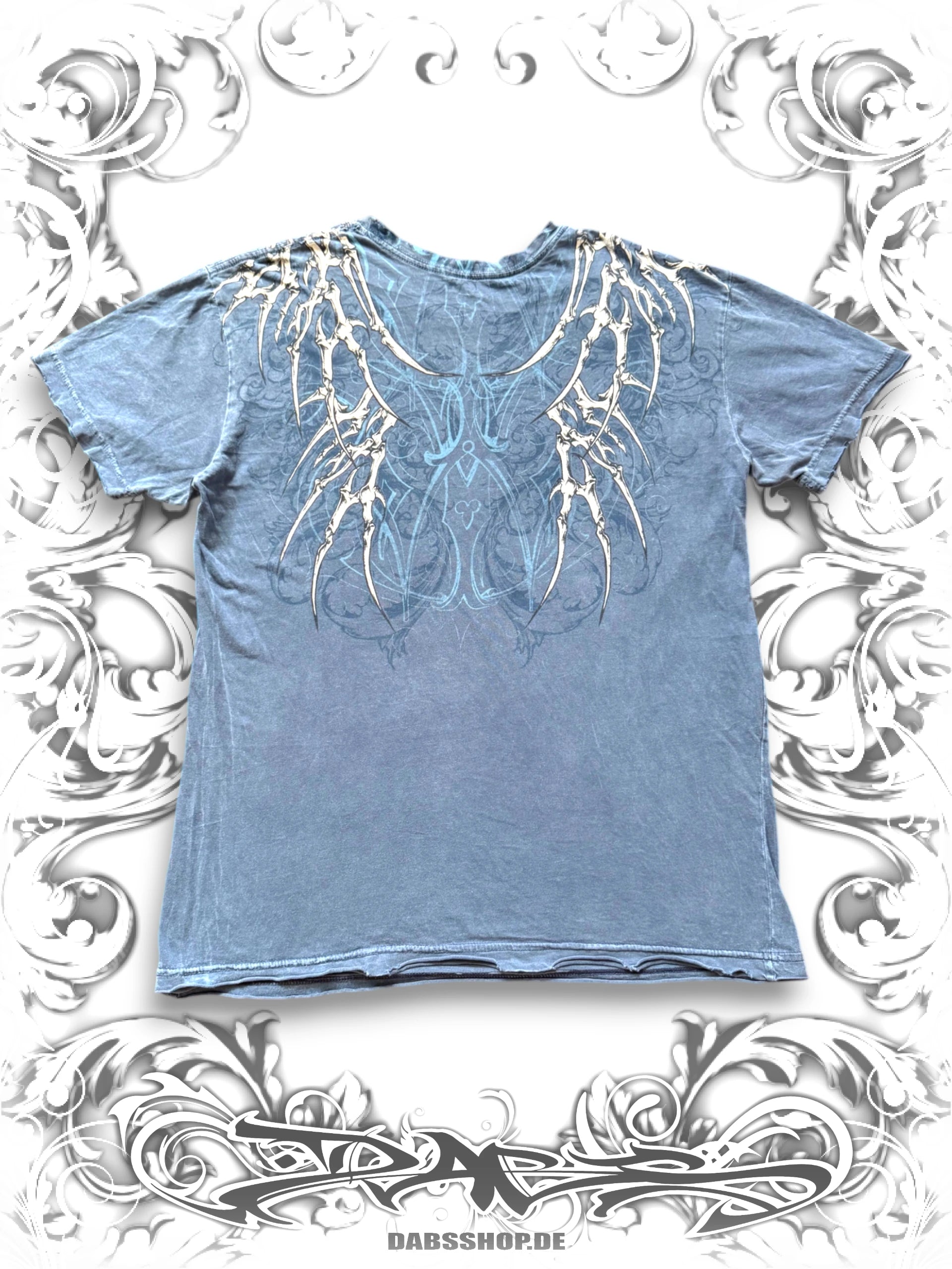 Affliction Blue Tribal Skeleton Vintage T-Shirt