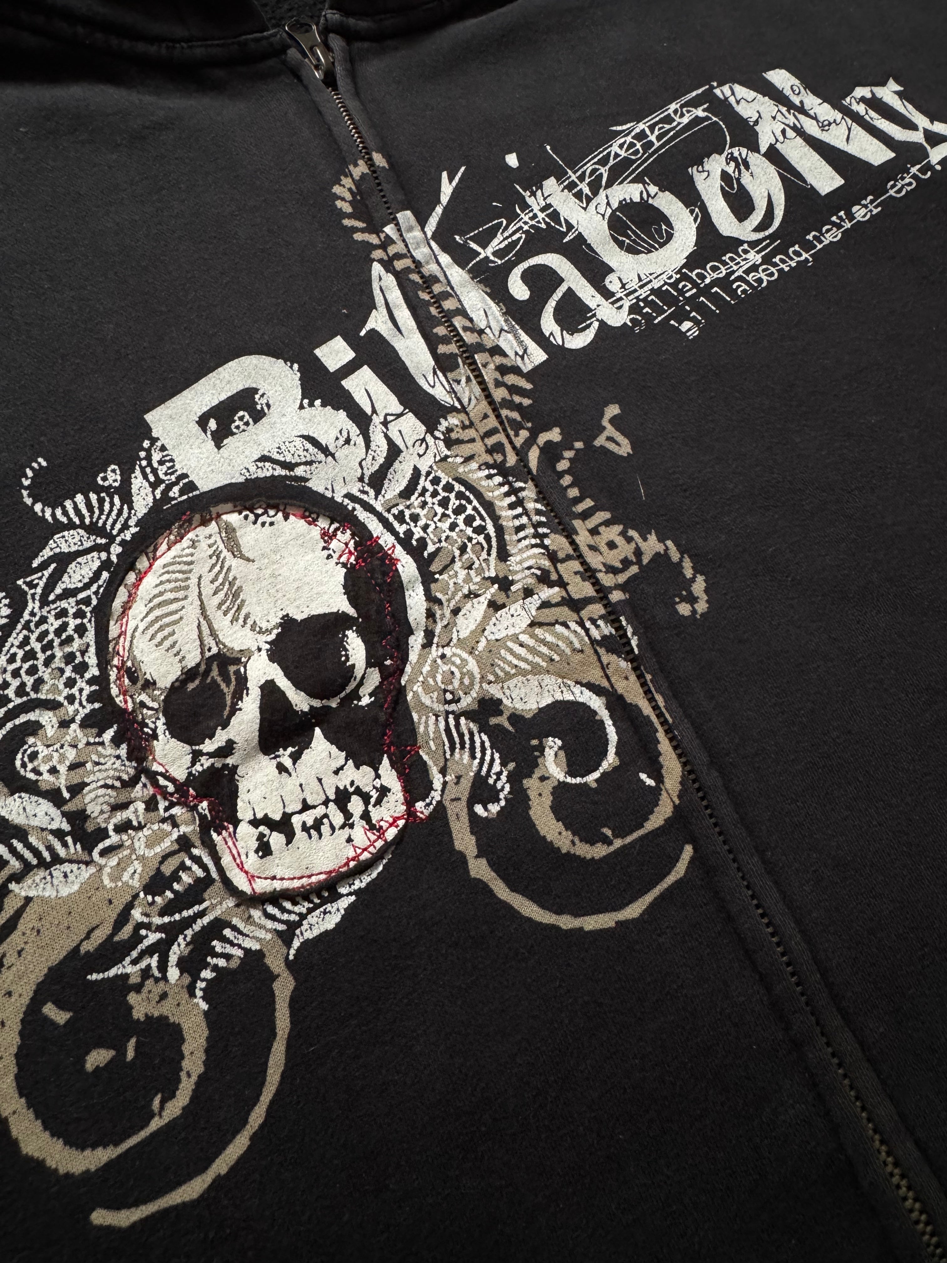 Billabong Embellished Skull 2000s Zip Hoodie